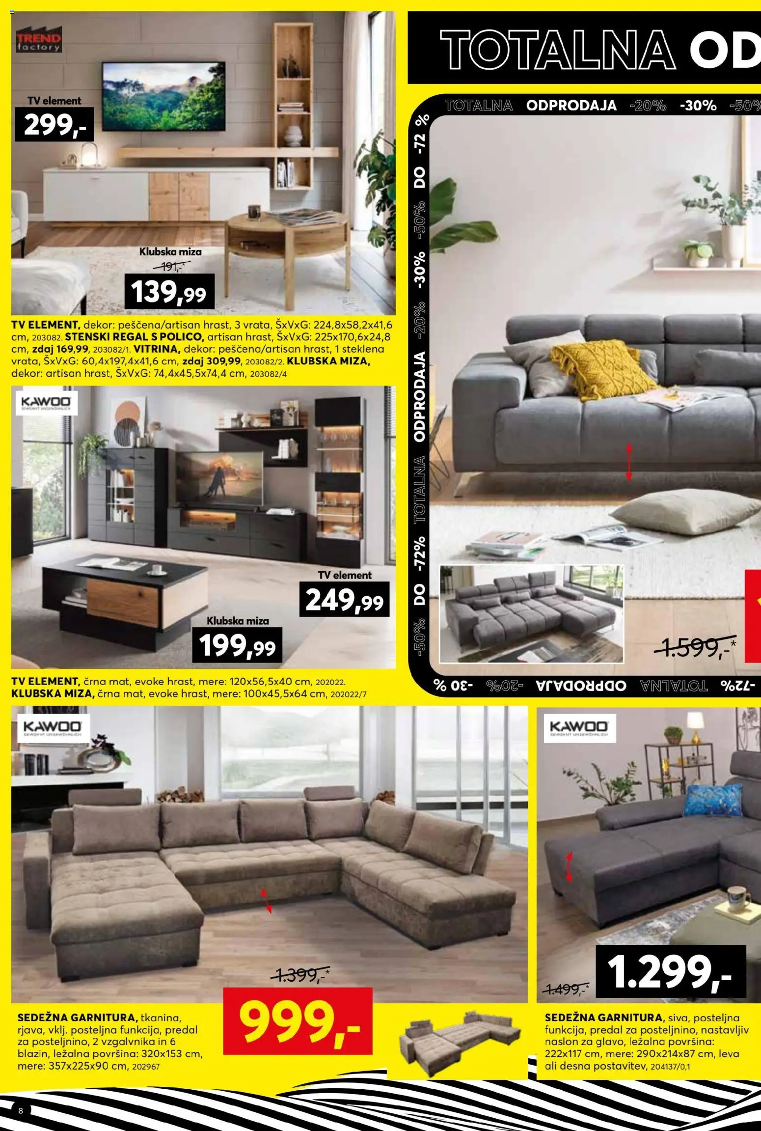 Novi Dipo katalog ponudbe – veljaven od 14.01.2026 | Stran: 8 | Izdelki: Tv, Klubska miza, Miza, Regal