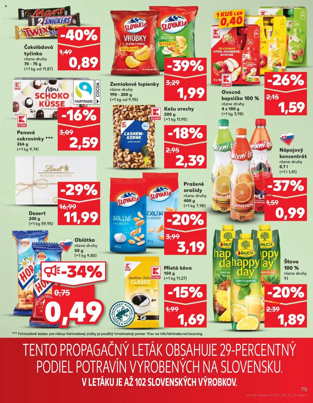 Nové Kaufland akcie – leták je platný od 04.09.2025 | Strana: 75 | Produkty: Káva, Lindt, Arašidy, Kešu orechy