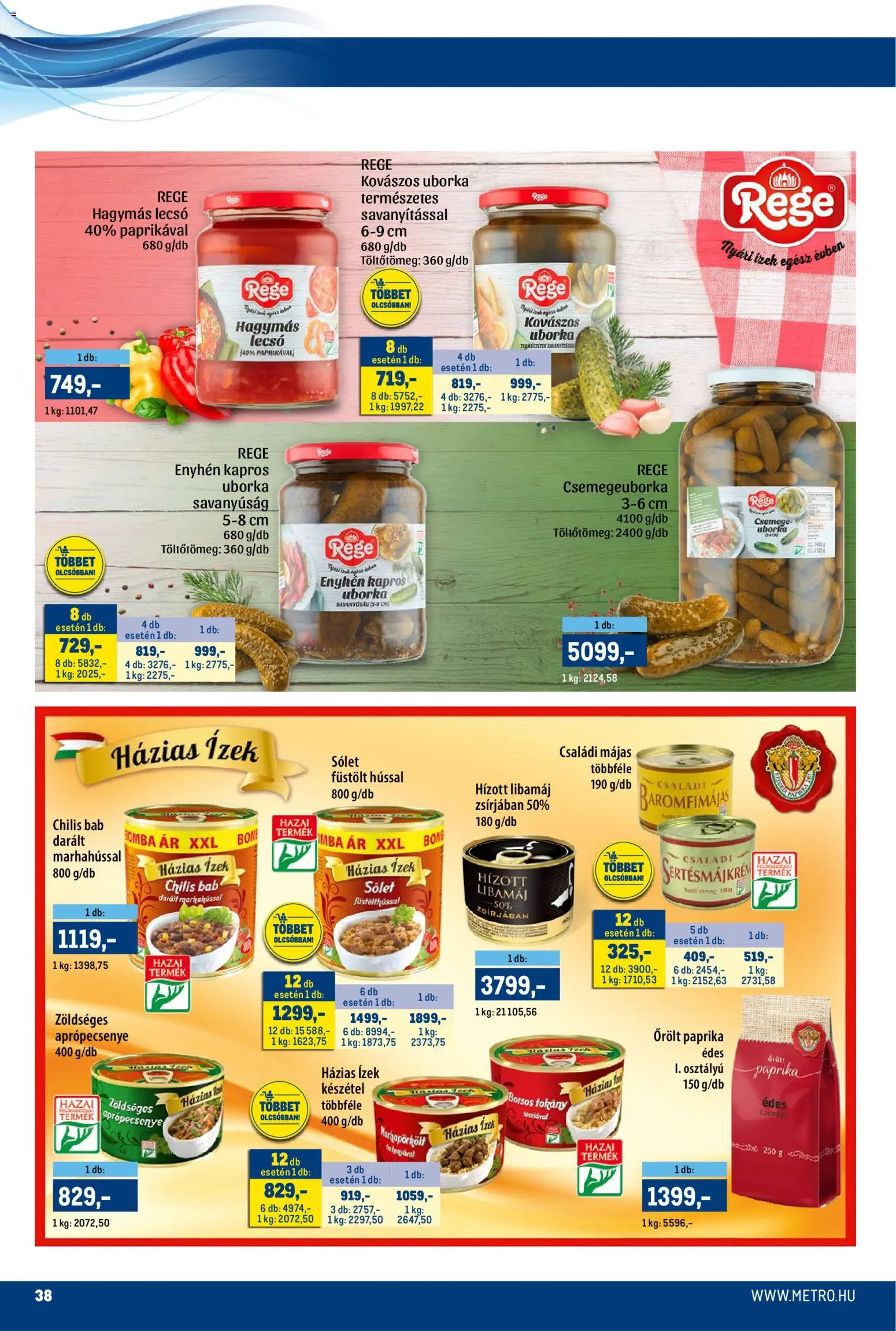 Metro akciós ujság - amely érvényes a következő dátumtól: 15.11.2025 | Oldal: 38 | Termékek: Sólet, Uborka, Chilis bab, Készétel