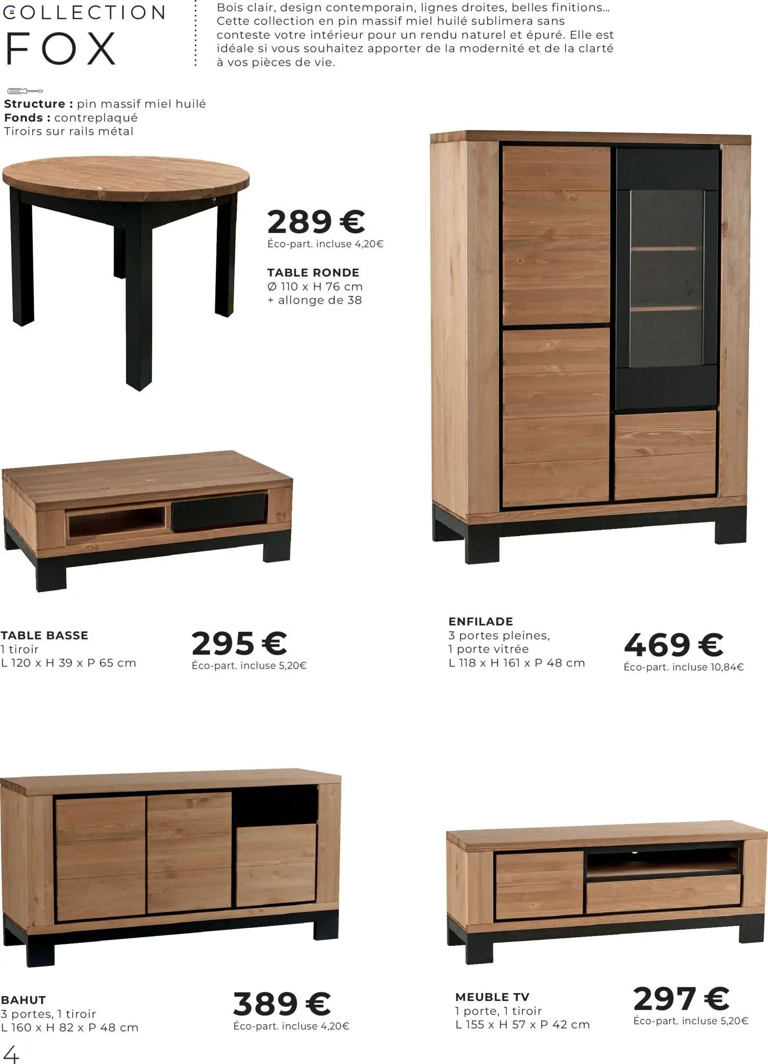 {H1} | Page: 4 | Produits: Porte, Table, Tiroirs, Huile