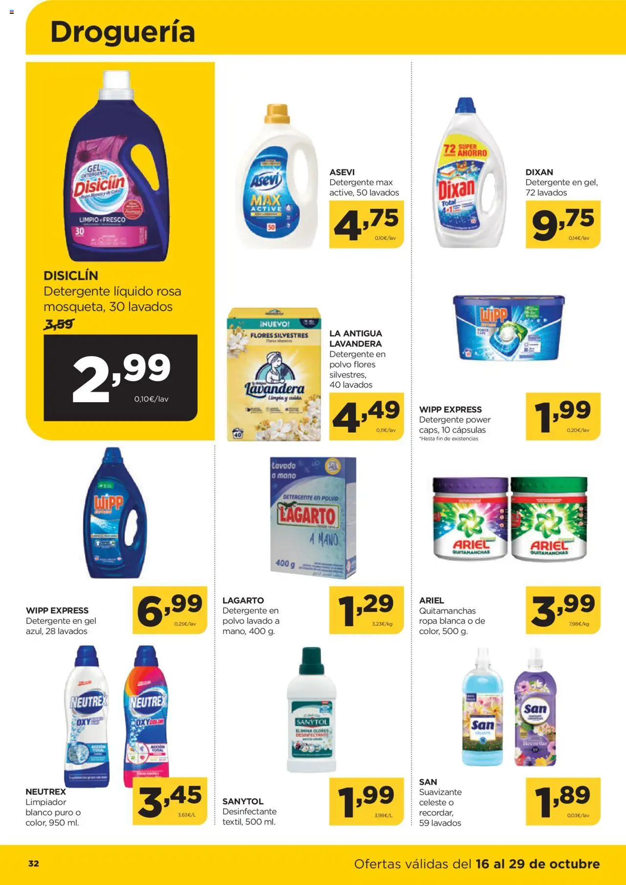 Alimerka folleto Asturias │ válido desde el 16.10.2025 | Página: 32 | Productos: Quitamanchas, Ropa, Detergente líquido, Suavizante