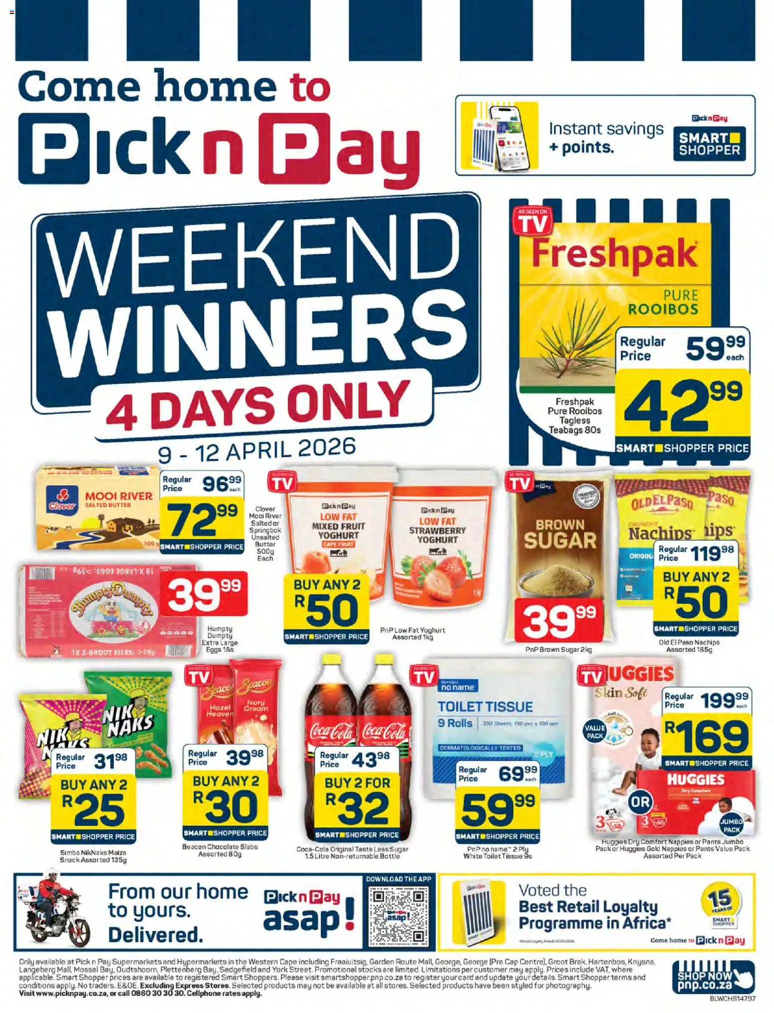 New Pick n Pay catalogue – valid from 09.04.2026 | Page: 1 | Products: Cap, Cream, Sugar, Nappies