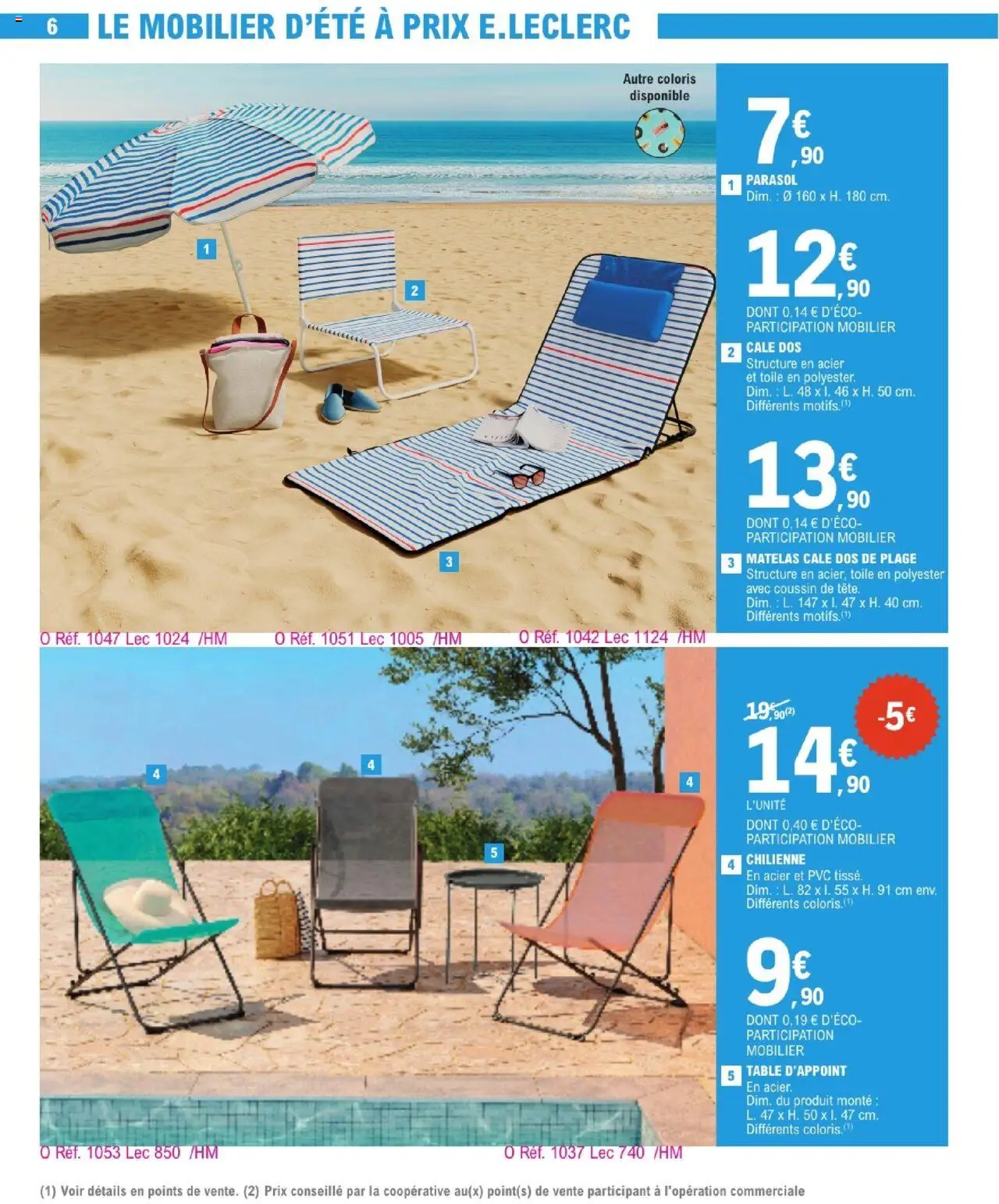  | Page: 6 | Produits: Matelas, Table, Chilienne, Parasol