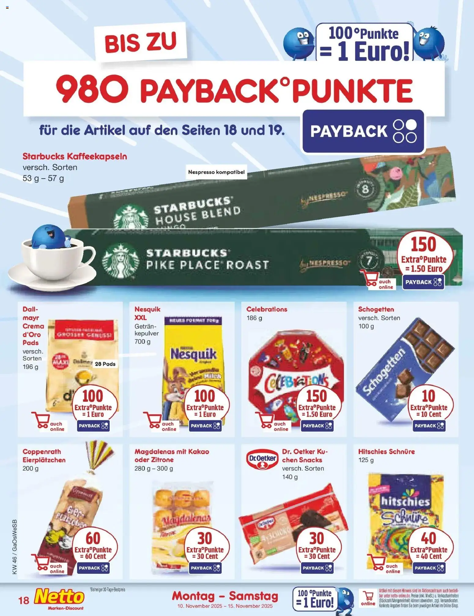 Netto Marken-Discount - Netto: Wochenangebote – gültig ab 10.11.2025 | Seite: 18 | Produkte: Nesquik, Starbucks, Zitrone, Schogetten