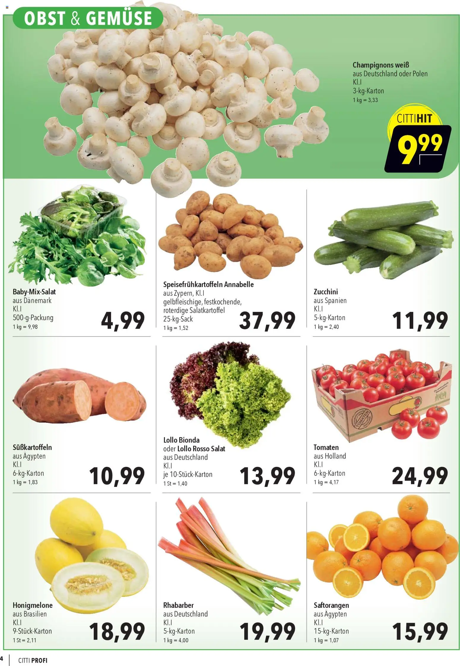 CITTI Markt Aktuelle Angebote für Profis – gültig ab 22.04.2026 | Seite: 4 | Produkte: Tomaten, Honigmelone, Obst, Salat