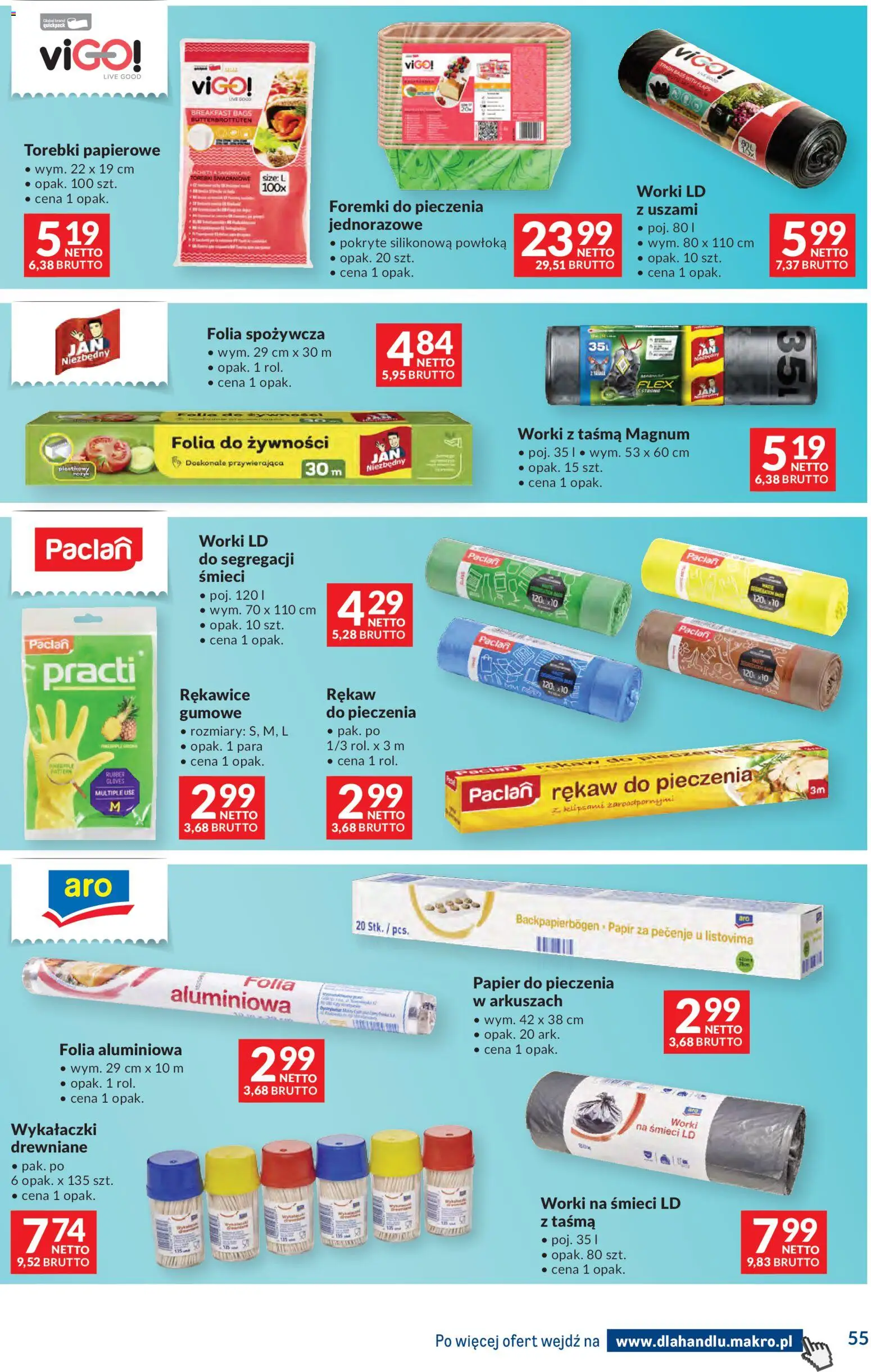 Makro Gazetka - Dystrybucja do sklepów od 11.11.2025 | Strona: 55 | Produkty: Folia spożywcza, Papier do pieczenia, Torebki