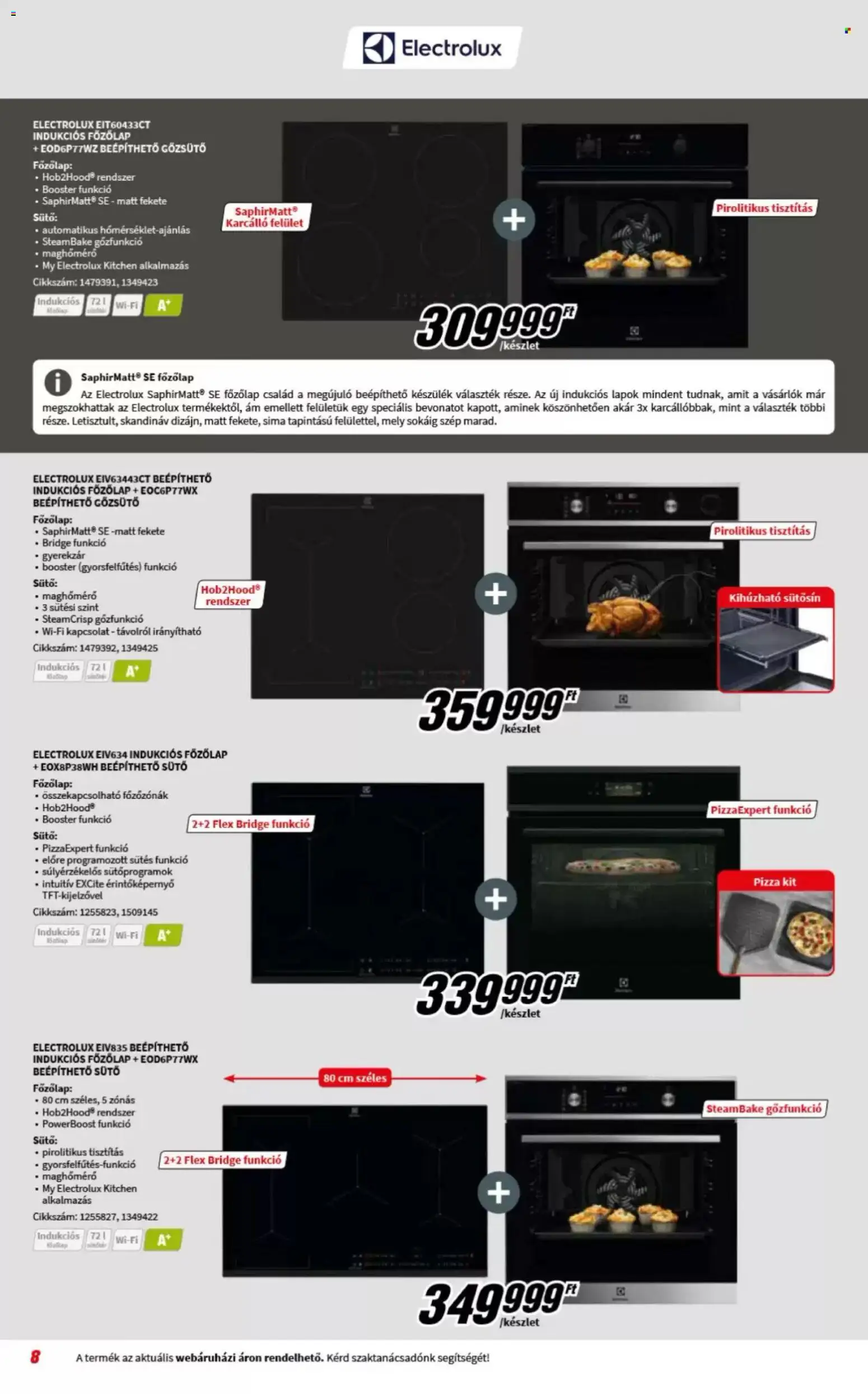 Media Markt akciós ujság - amely érvényes a következő dátumtól: 08.04.2026 | Oldal: 8 | Termékek: Sütő, Főzőlap, Indukciós főzőlap, Pizza