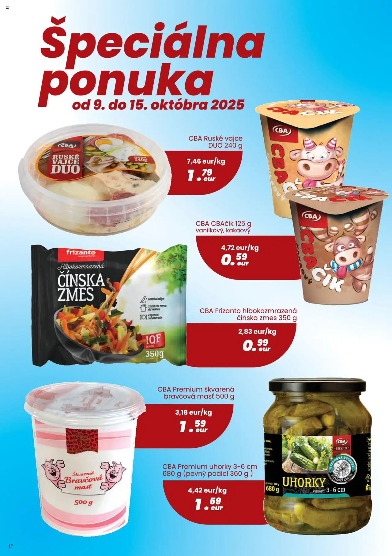 Nové CBA Komfos akcie – leták je platný od 02.10.2025 | Strana: 17 | Produkty: Uhorky