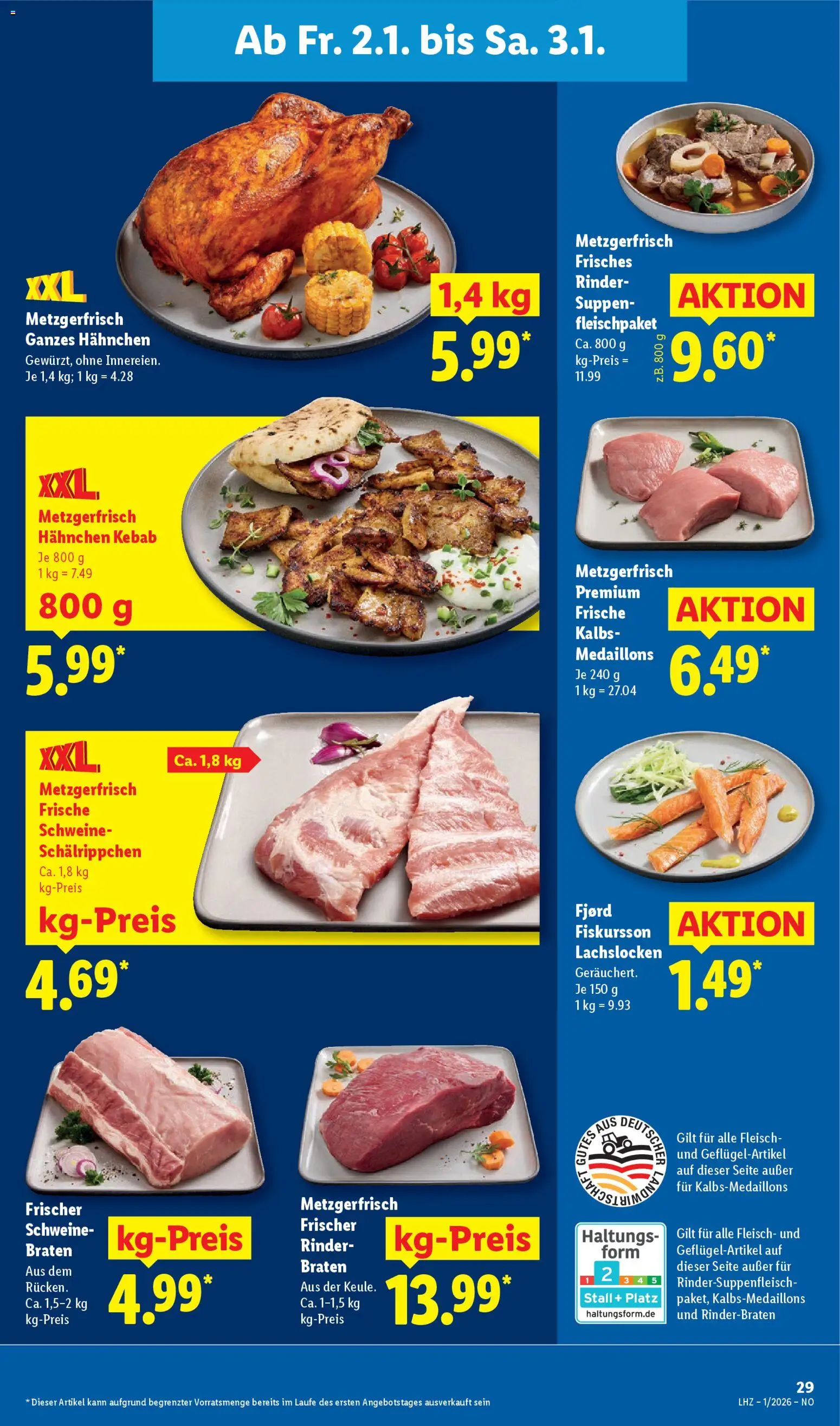Lidl Prospekt Holzminden – gültig ab 29.12.2025 | Seite: 49 | Produkte: Rinderbraten, Hahnchen, Fleisch