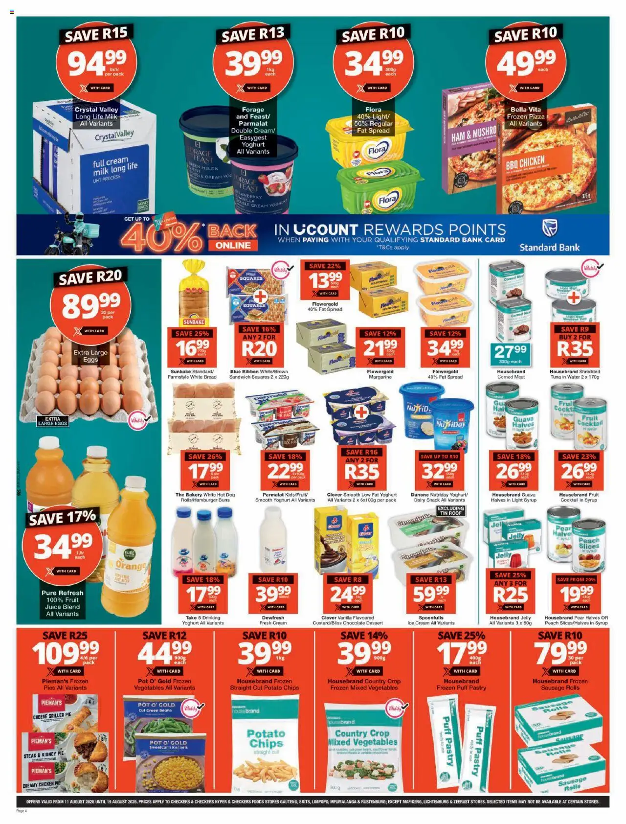 Checkers Gauteng - August Mid-Month Promotion │ valid from 11.08.2025 | Page: 4 | Products: Yoghurt, Bakery, Ham, Chips