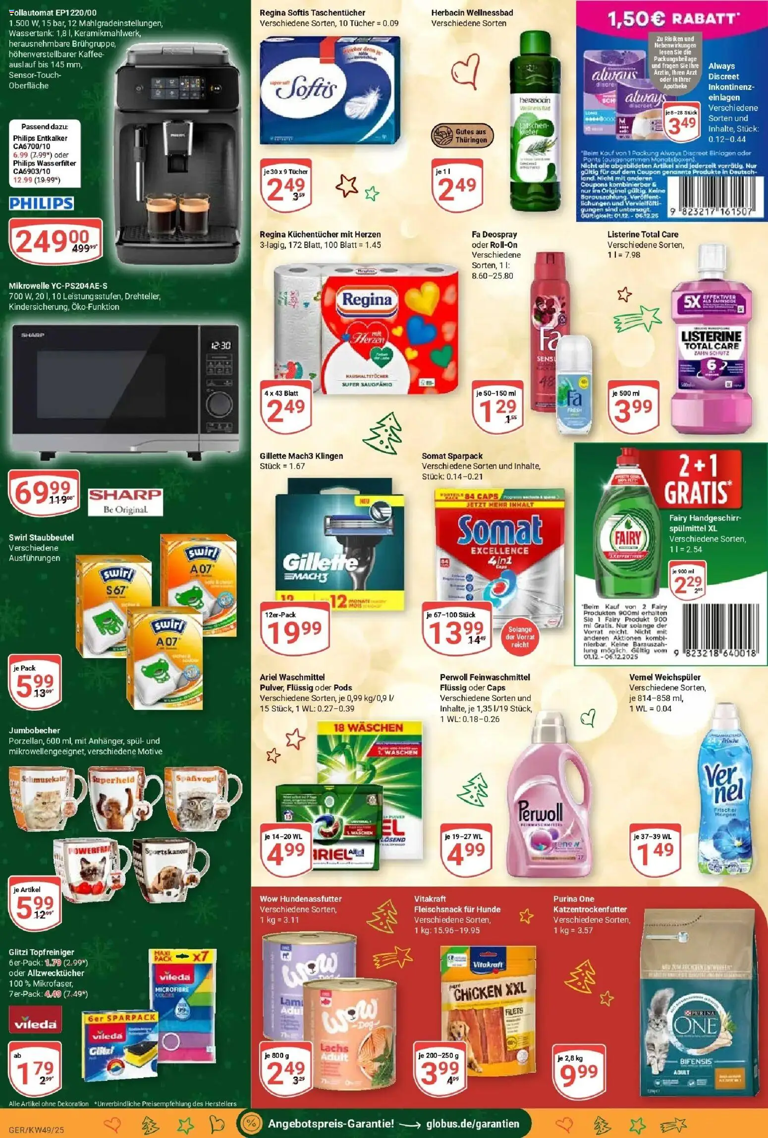 Globus prospekt Gera	 – gültig ab 01.12.2025 | Seite: 7 | Produkte: Ariel, Kaffee, Weichspüler, Vernel