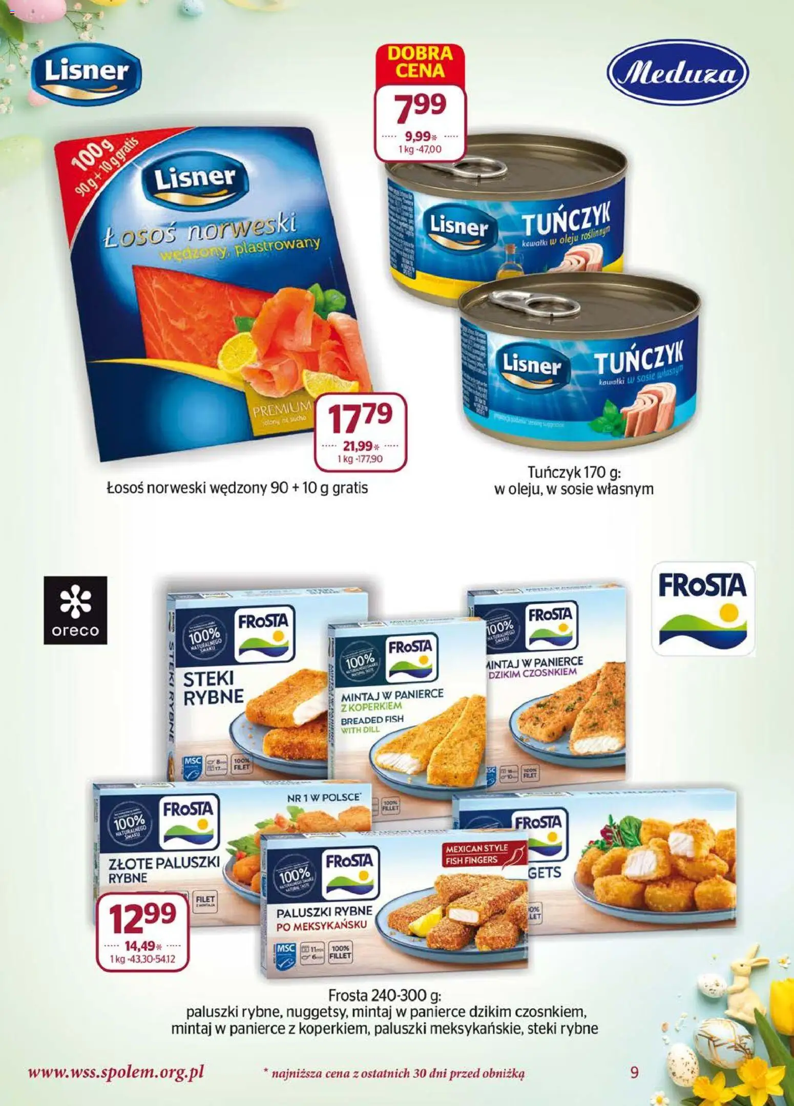 Społem gazetka od 01.03.2026 | Strona: 9 | Produkty: Steki, Mintaj, Tuńczyk, Paluszki
