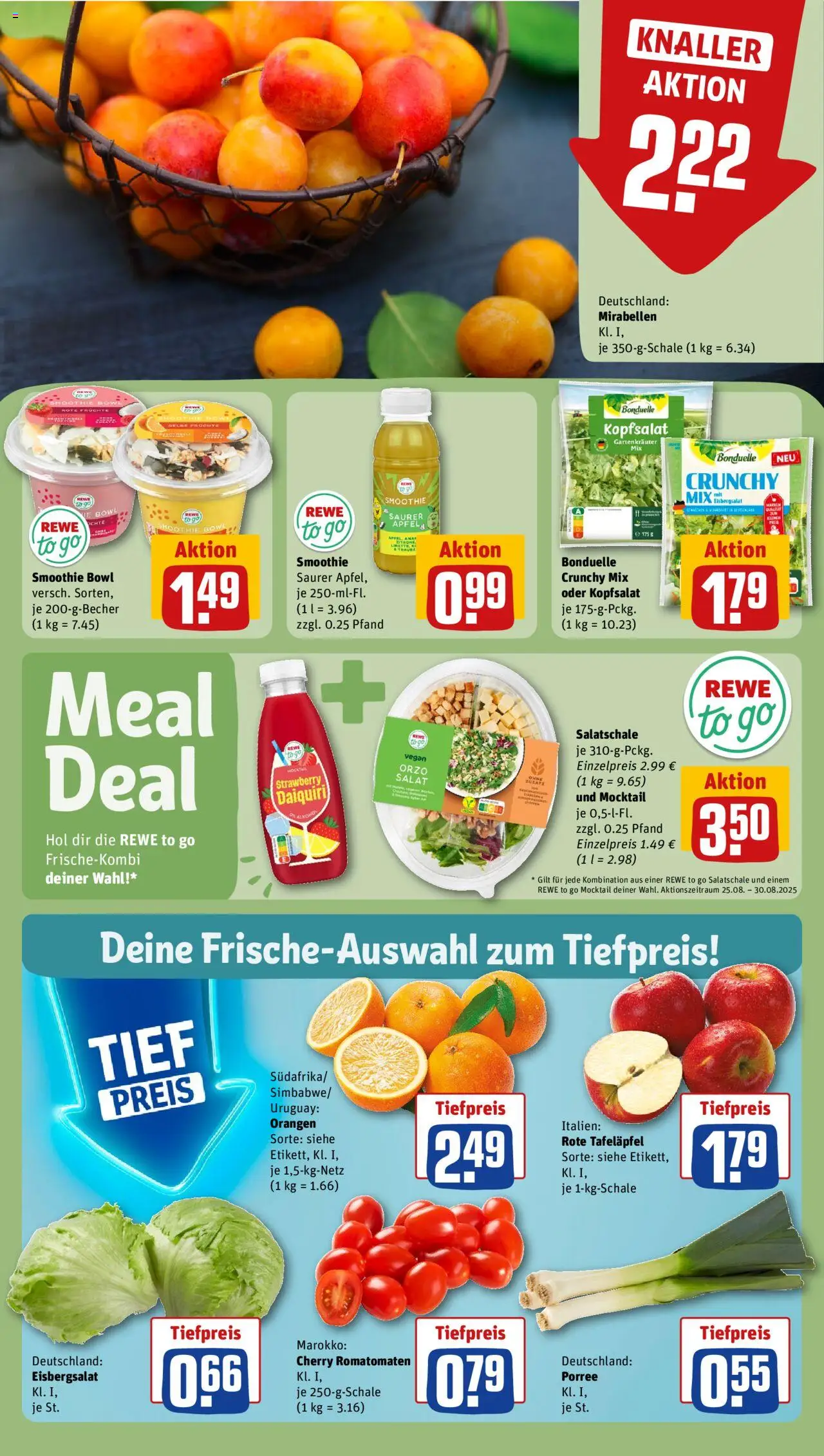 Rewe Prospekt 	 - gültig ab dem 25.08.2025 | Seite: 6 | Produkte: Äpfel, Orangen, Eisbergsalat, Salat