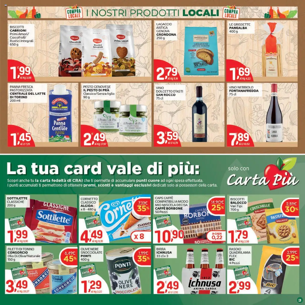 Volantino CRAI del 18.09.2025 | Pagina: 13 | Prodotti: Cornetto, Olio, Aglio, Tonno
