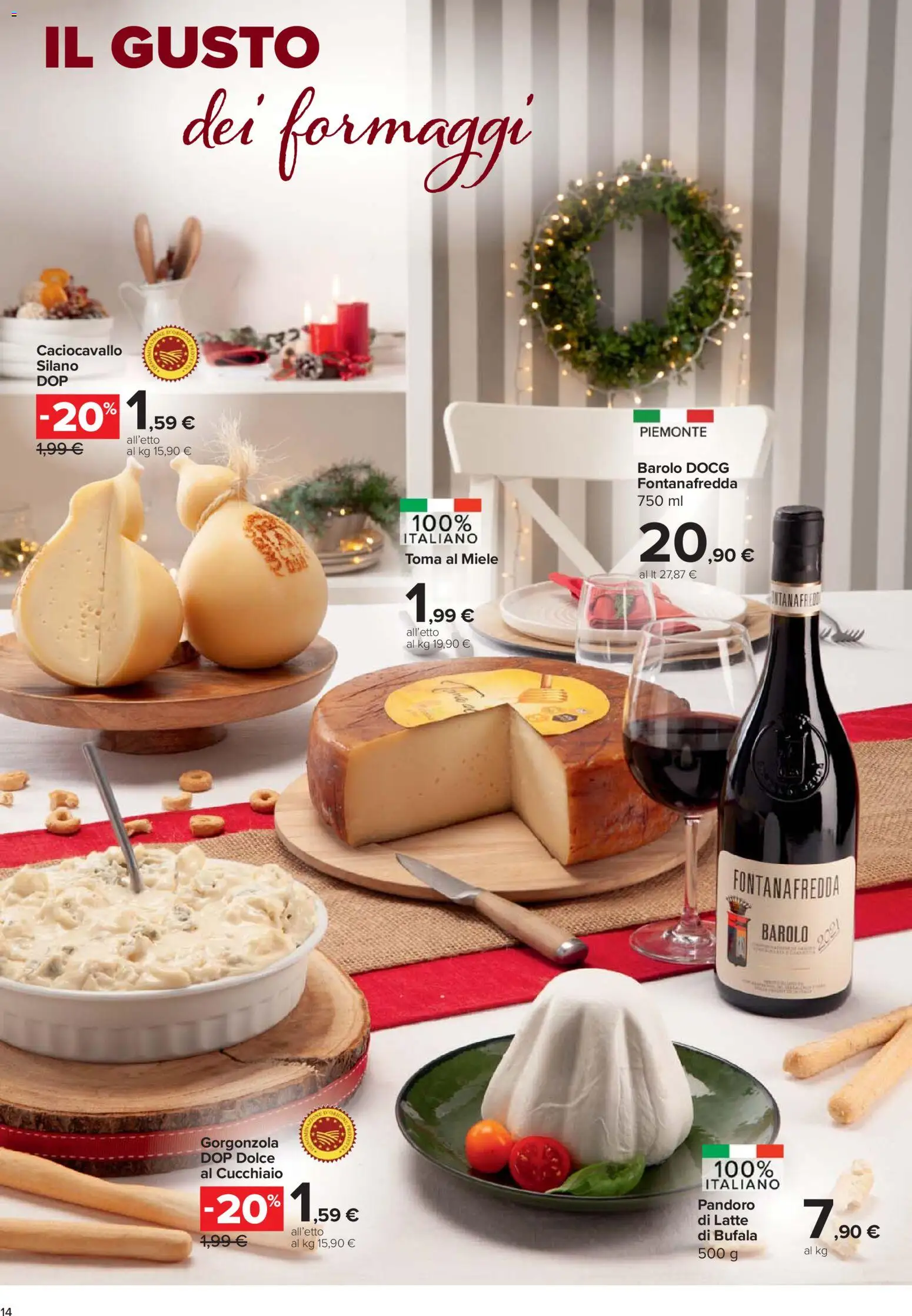 Volantino Carrefour del 27.11.2025 | Pagina: 14 | Prodotti: Latte, Pandoro, Miele, Gorgonzola