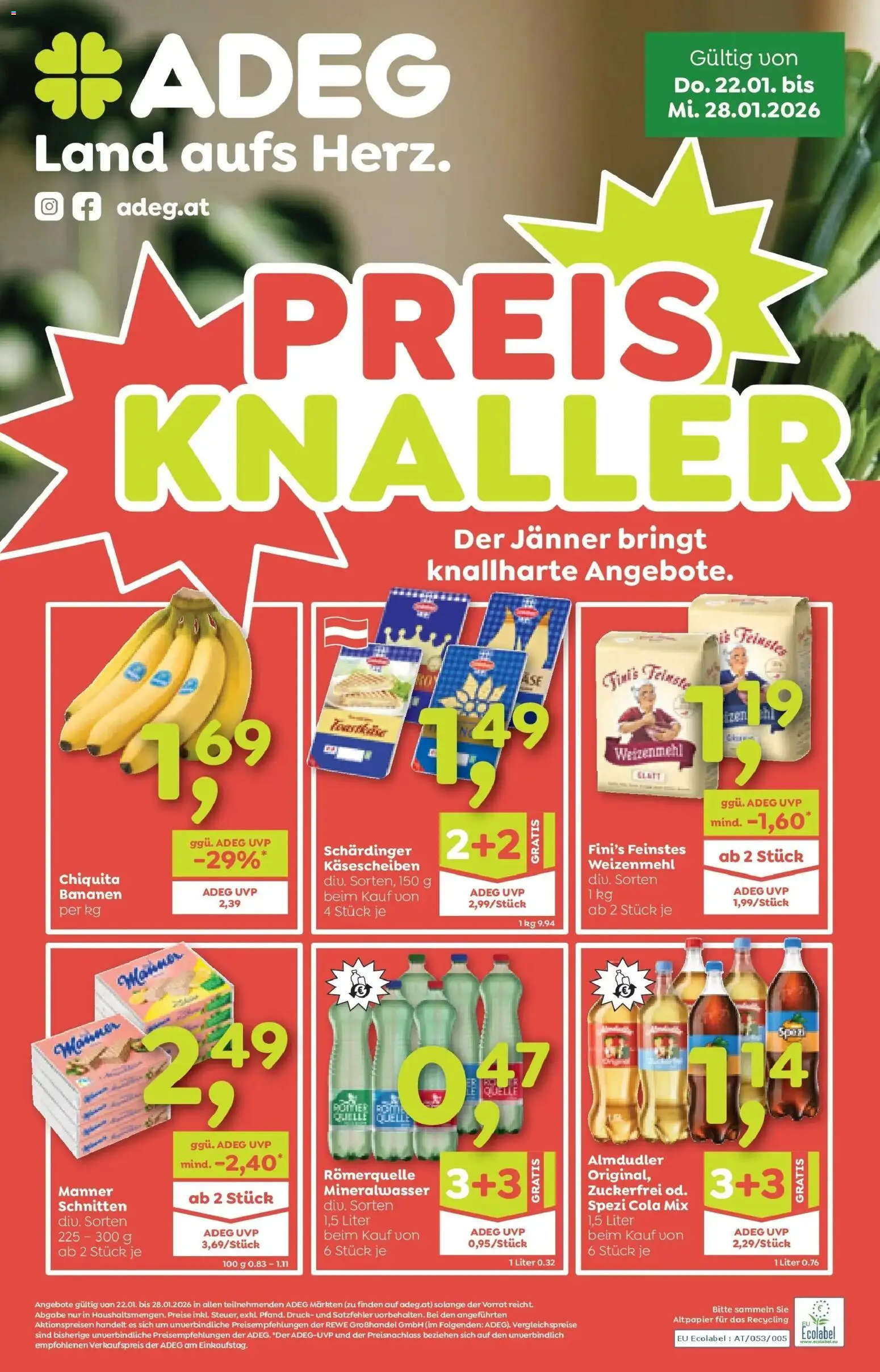 ADEG Wolfurt, Feldkirch gültig ab 22.01.2026 | Seite: 1 | Produkte: Bananen