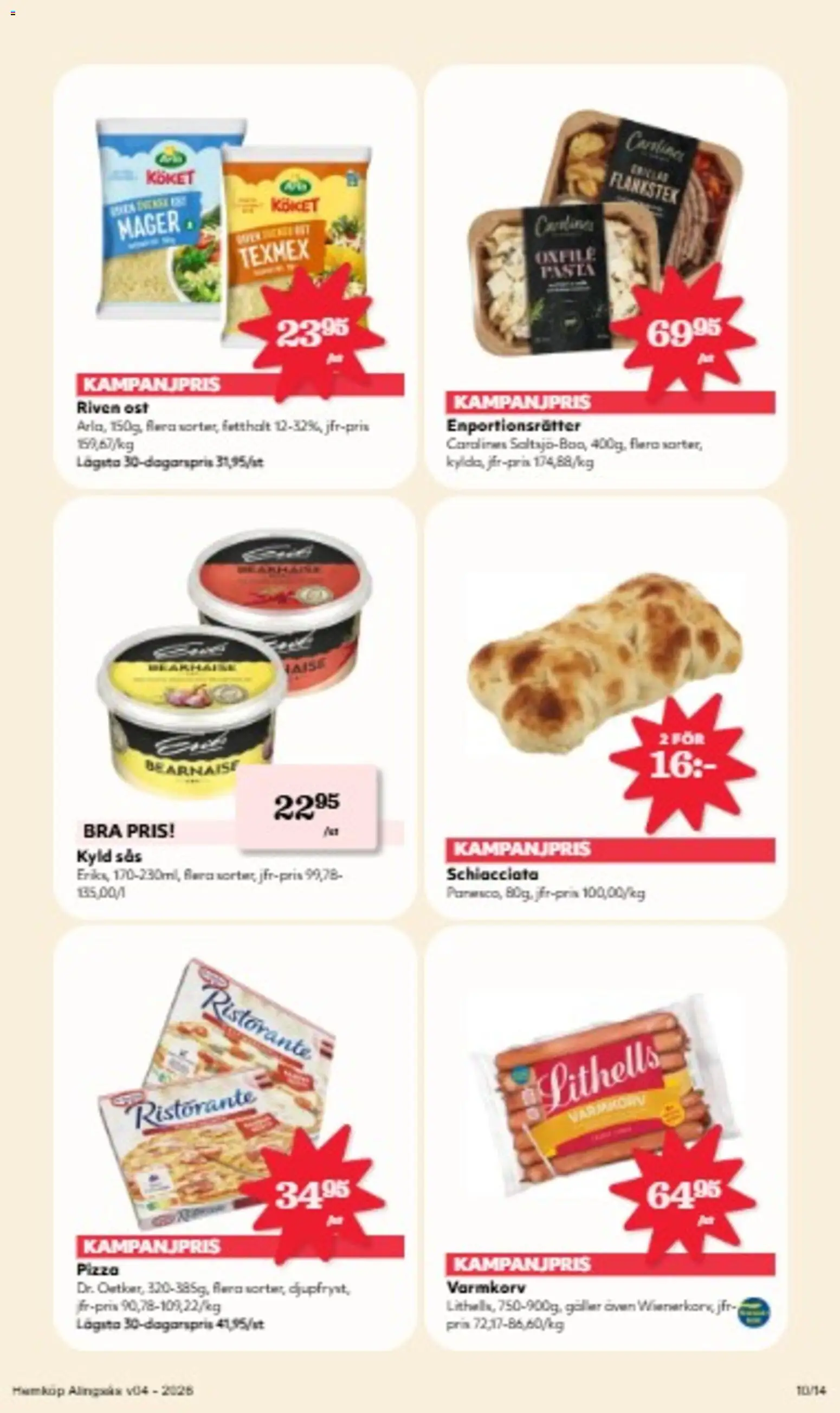 Hemköp reklamblad aktuell från 19.01.2026 | Sida: 10 | Produkter: Varmkorv, Ost, Oxfilé, Wienerkorv