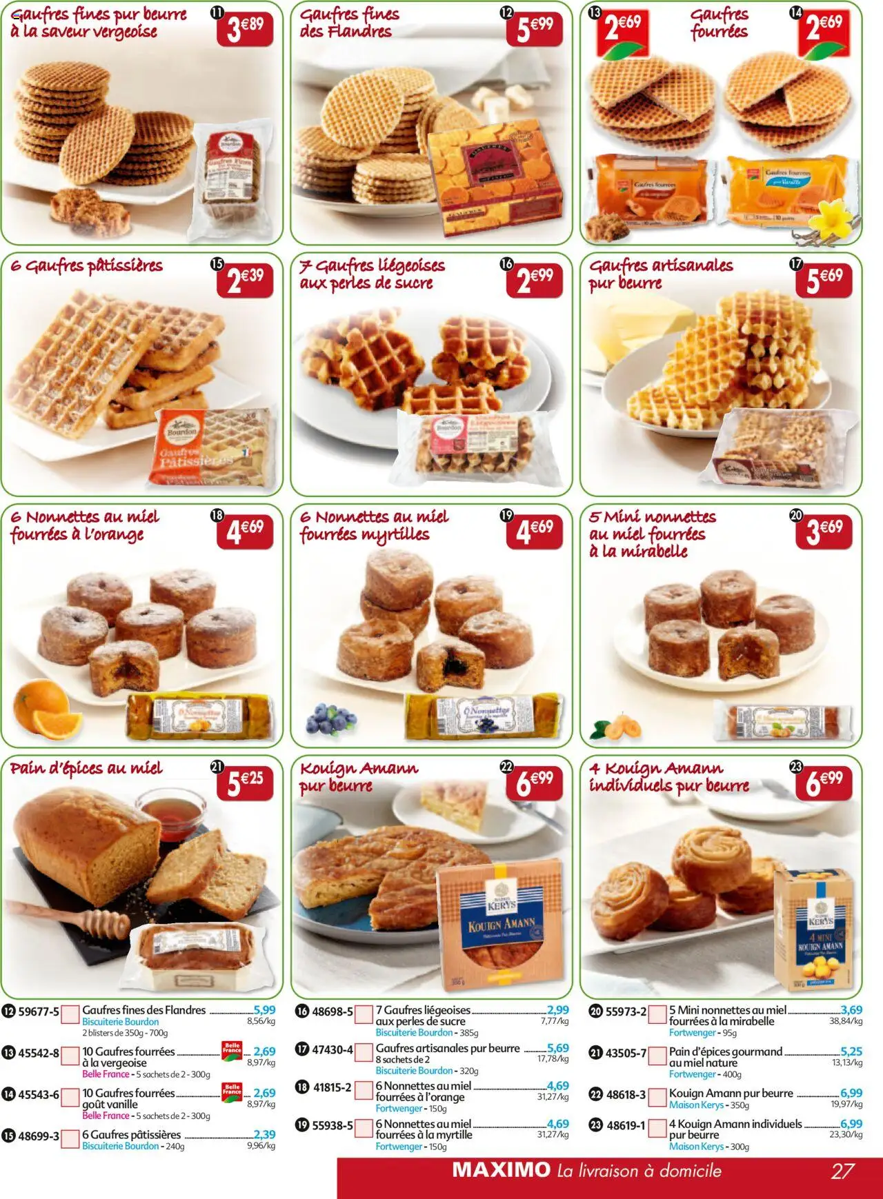  | Page: 27 | Produits: Myrtilles, Miel, Beurre, Gaufres