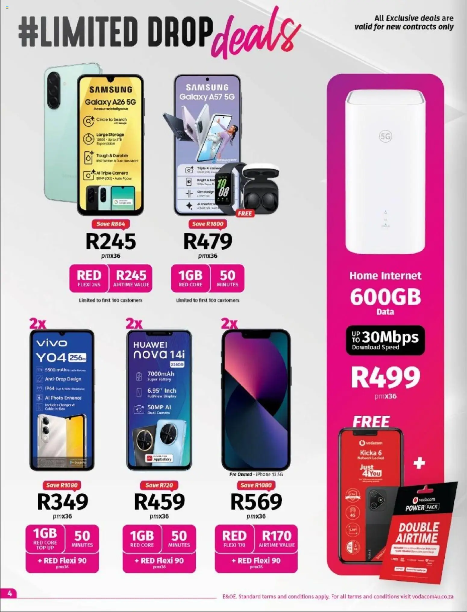 New Vodacom catalogue – valid from 02.04.2026 | Page: 4 | Products: Data, Sim, Battery, Charger