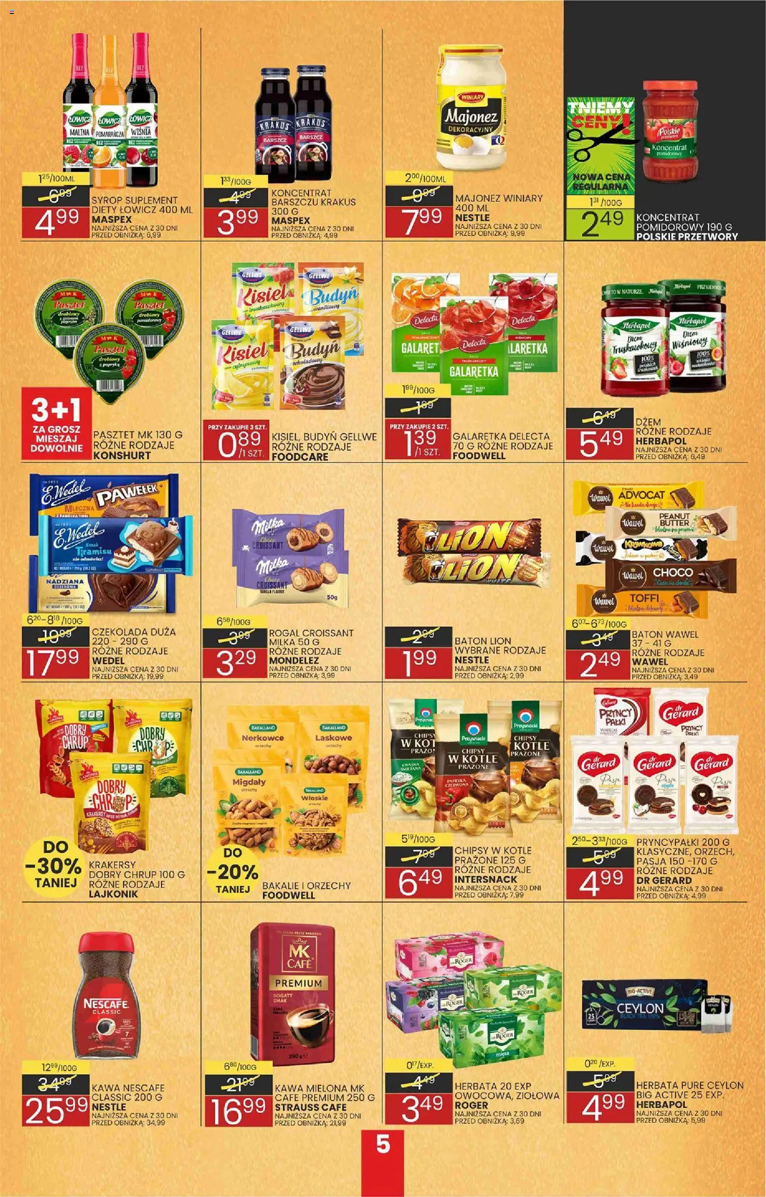 Wafelek gazetka od 09.03.2026 | Strona: 5 | Produkty: Syrop, Chipsy, Baton, Dżem