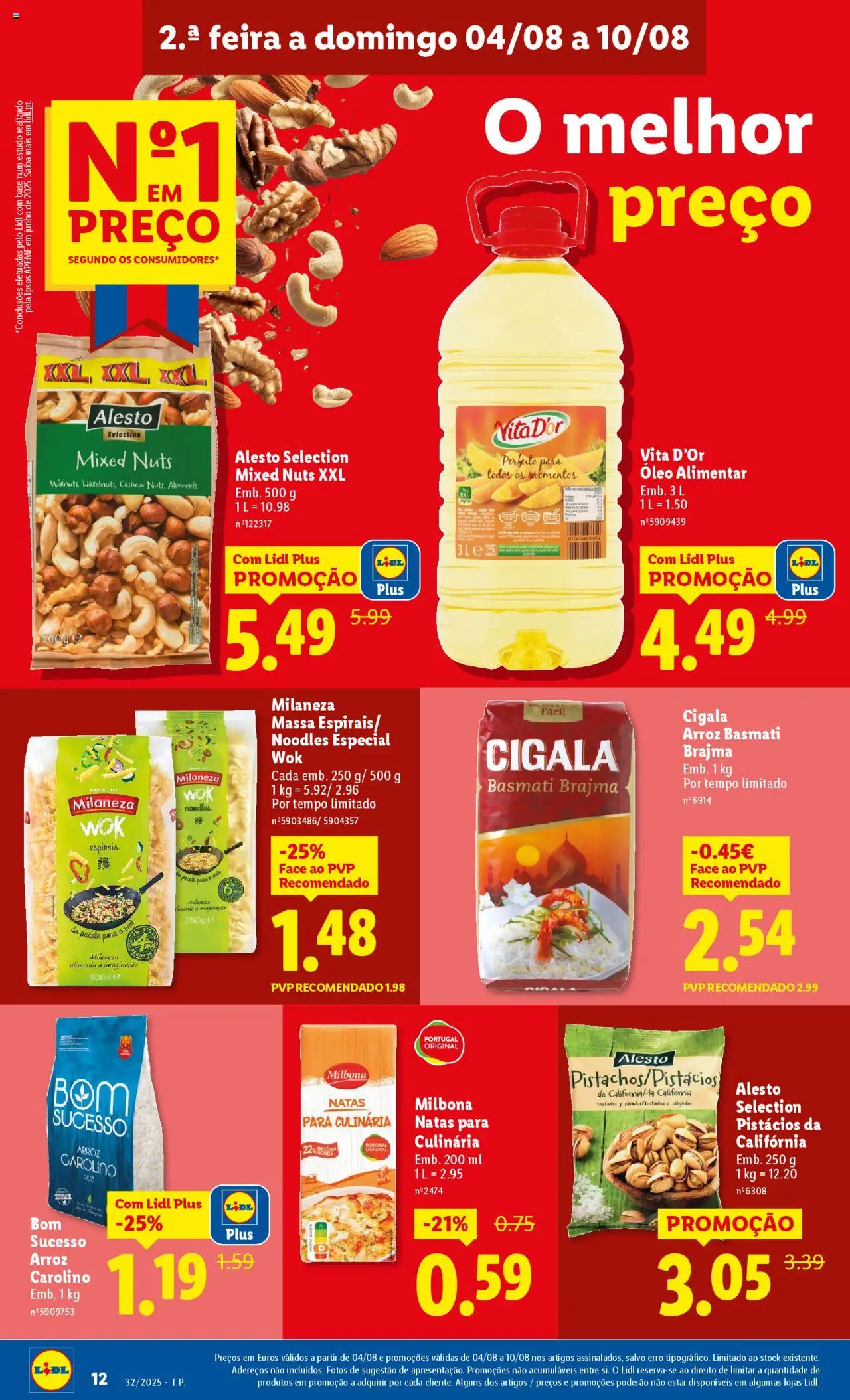Lidl folheto │ válido de 04.08.2025 | Página: 12 | Produtos: Arroz basmati, Óleo, Arroz, Massa