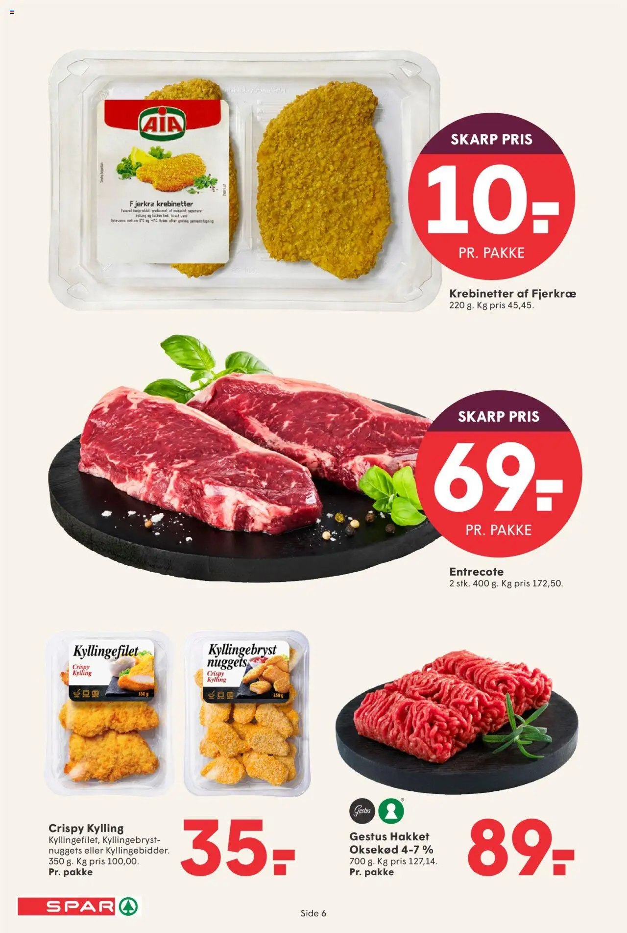 Spar tilbudsavis – gyldig fra 19.09.2025 | Side: 6 | Produkter: Nuggets, Oksekød, Entrecote