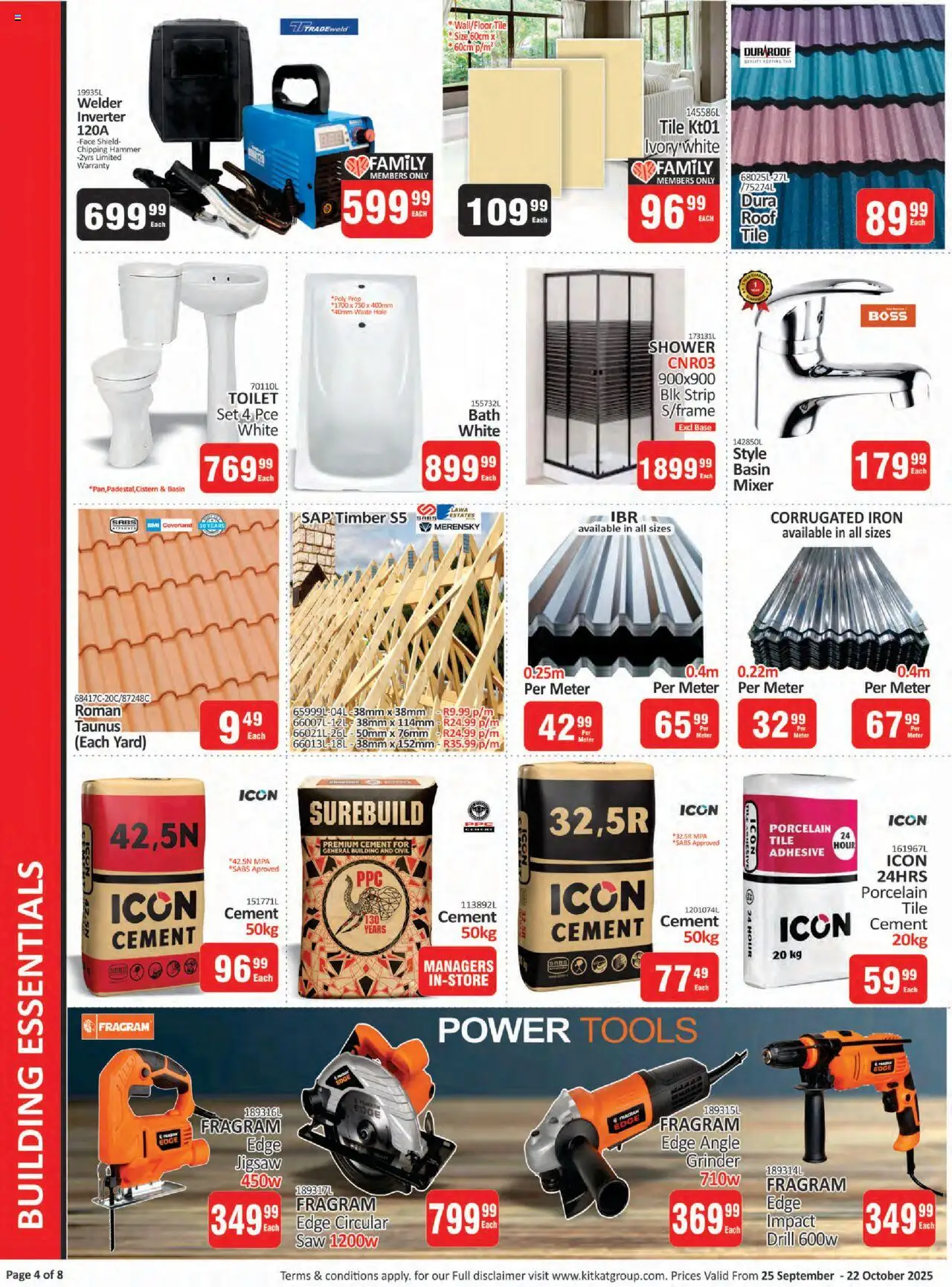 New KIT KAT Cash & Carry catalogue – valid from 25.09.2025 | Page: 4 | Products: Drill, Shower, Jigsaw, Cement