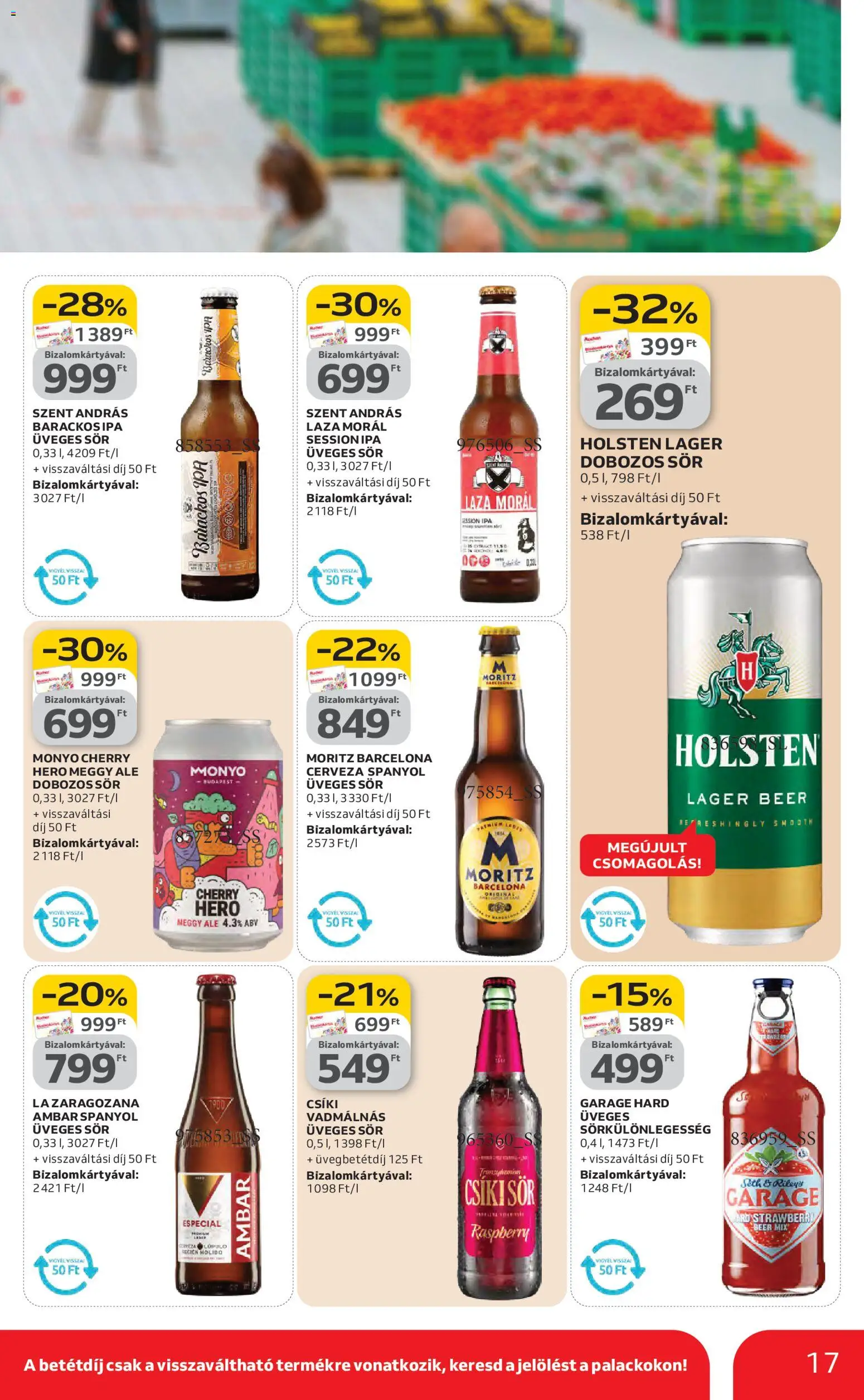 Auchan akciós ujság - amely érvényes a következő dátumtól: 05.02.2026 | Oldal: 17 | Termékek: Meggy, Dobozos sör, Sör