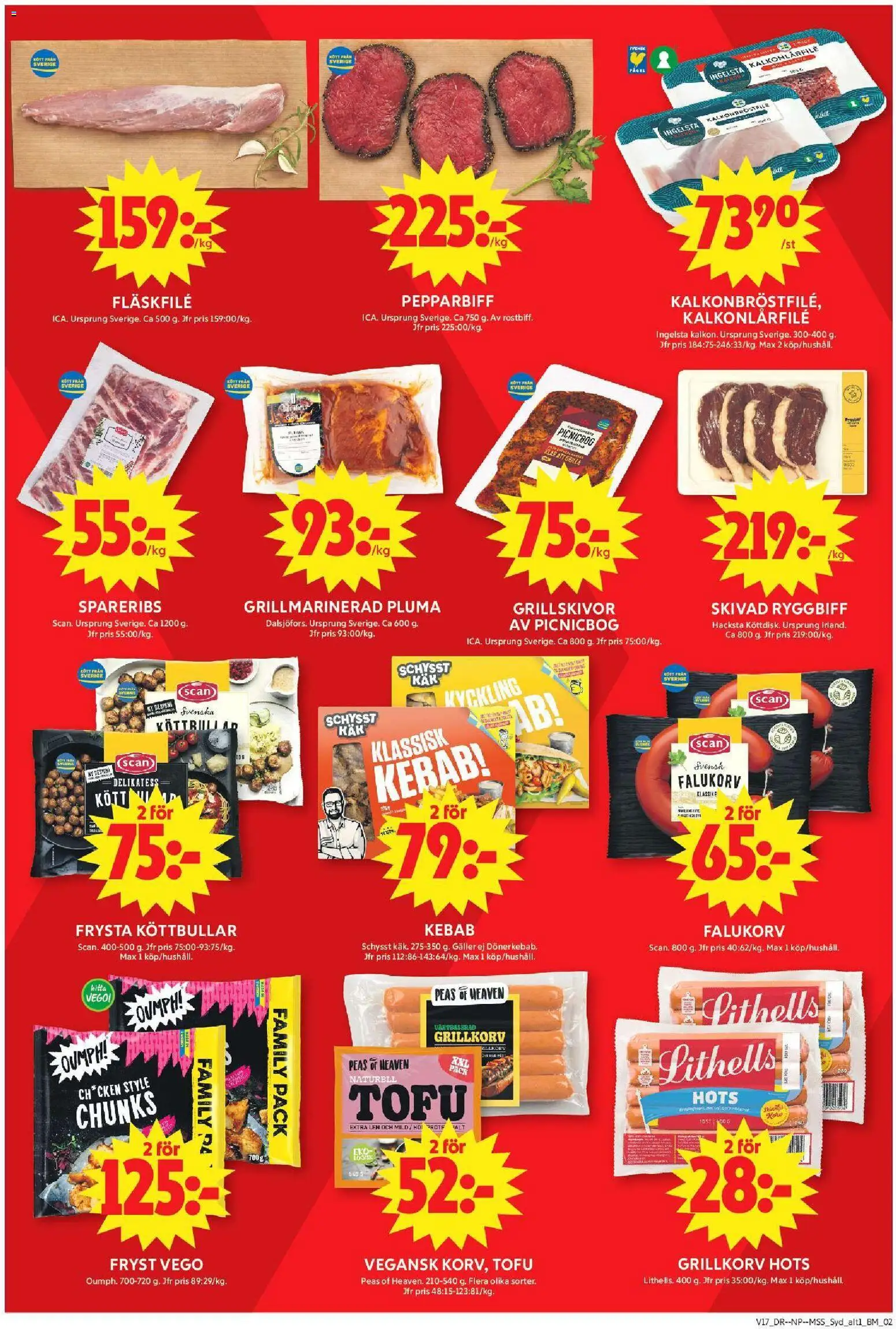 ICA Maxi reklamblad aktuell från 20.04.2026 | Sida: 2 | Produkter: Köttbullar, Galler, Falukorv, Grillkorv