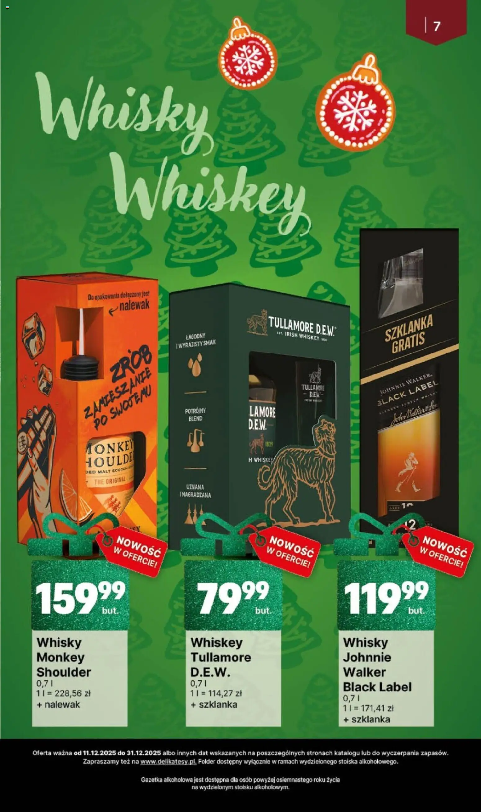 Delikatesy Centrum Gazetka alkoholowa od 11.12.2025 | Strona: 7 | Produkty: Szklanka, Black Label, Whisky