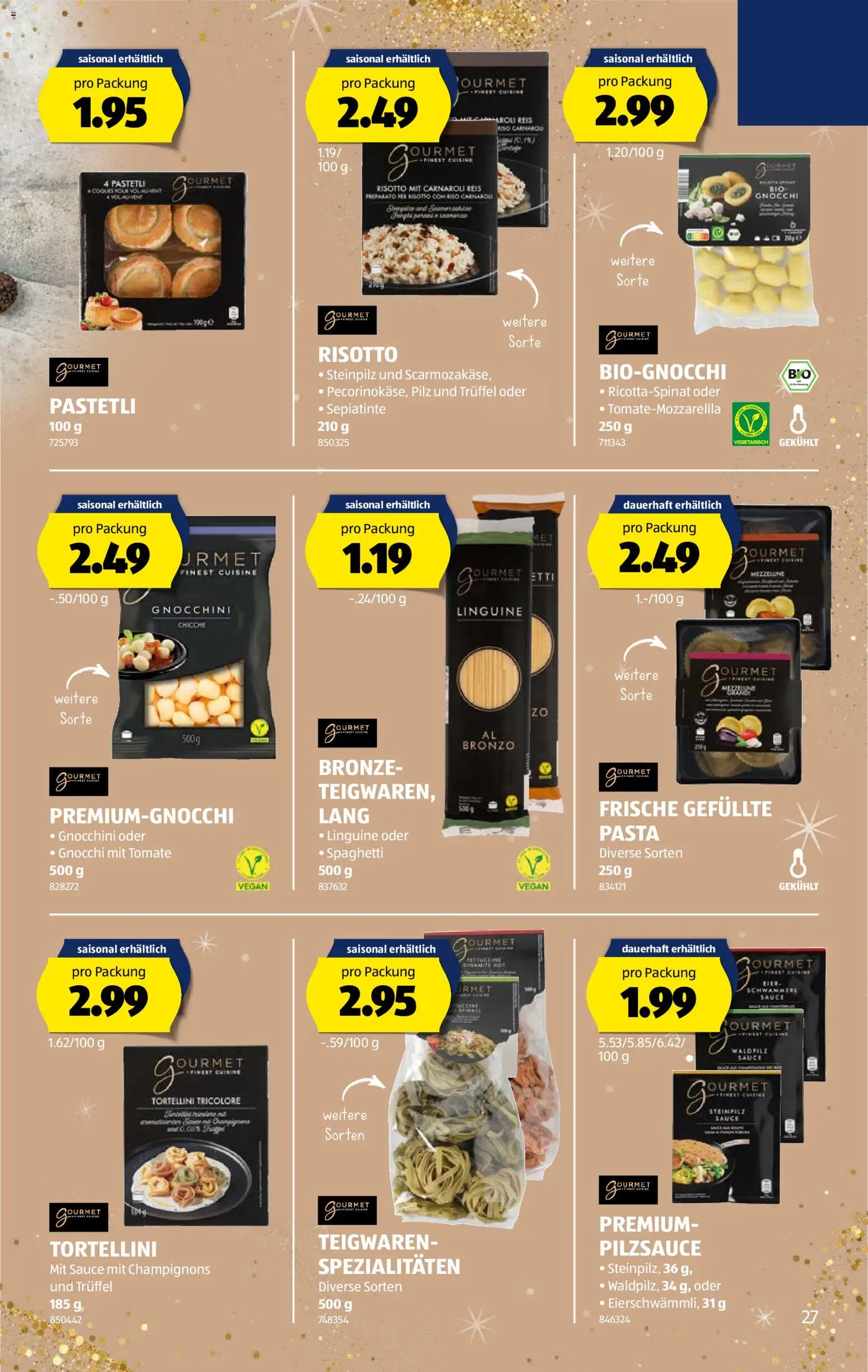 Aldi Aktionen – gültig ab 18.12.2025 | Seite: 27 | Produkte: Champignons, Teigwaren, Reis, Pasta