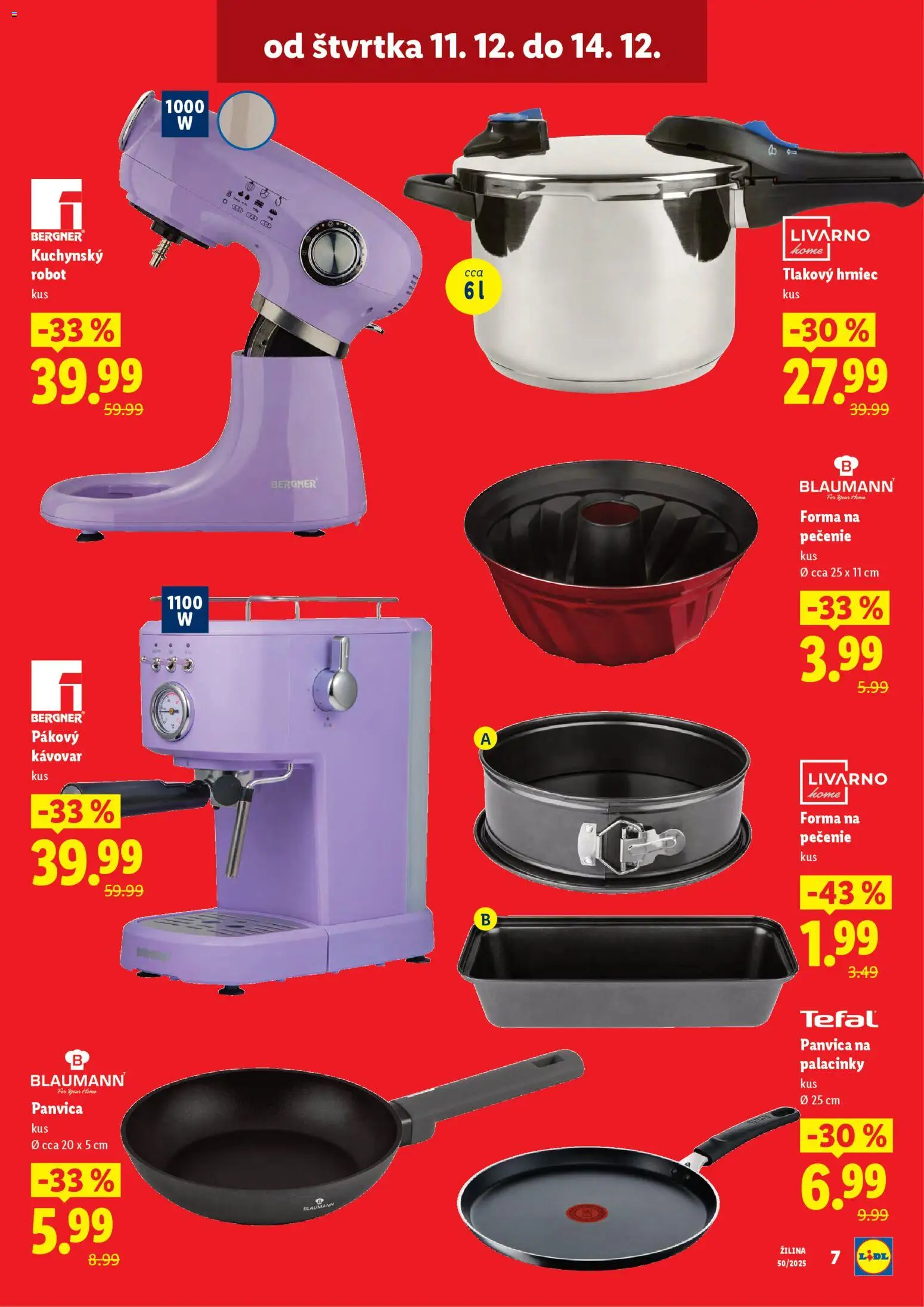 Nové Lidl akcie – leták je platný od 11.12.2025 | Strana: 7 | Produkty: Pákovy kávovar, Kuchynský robot, Kávovar