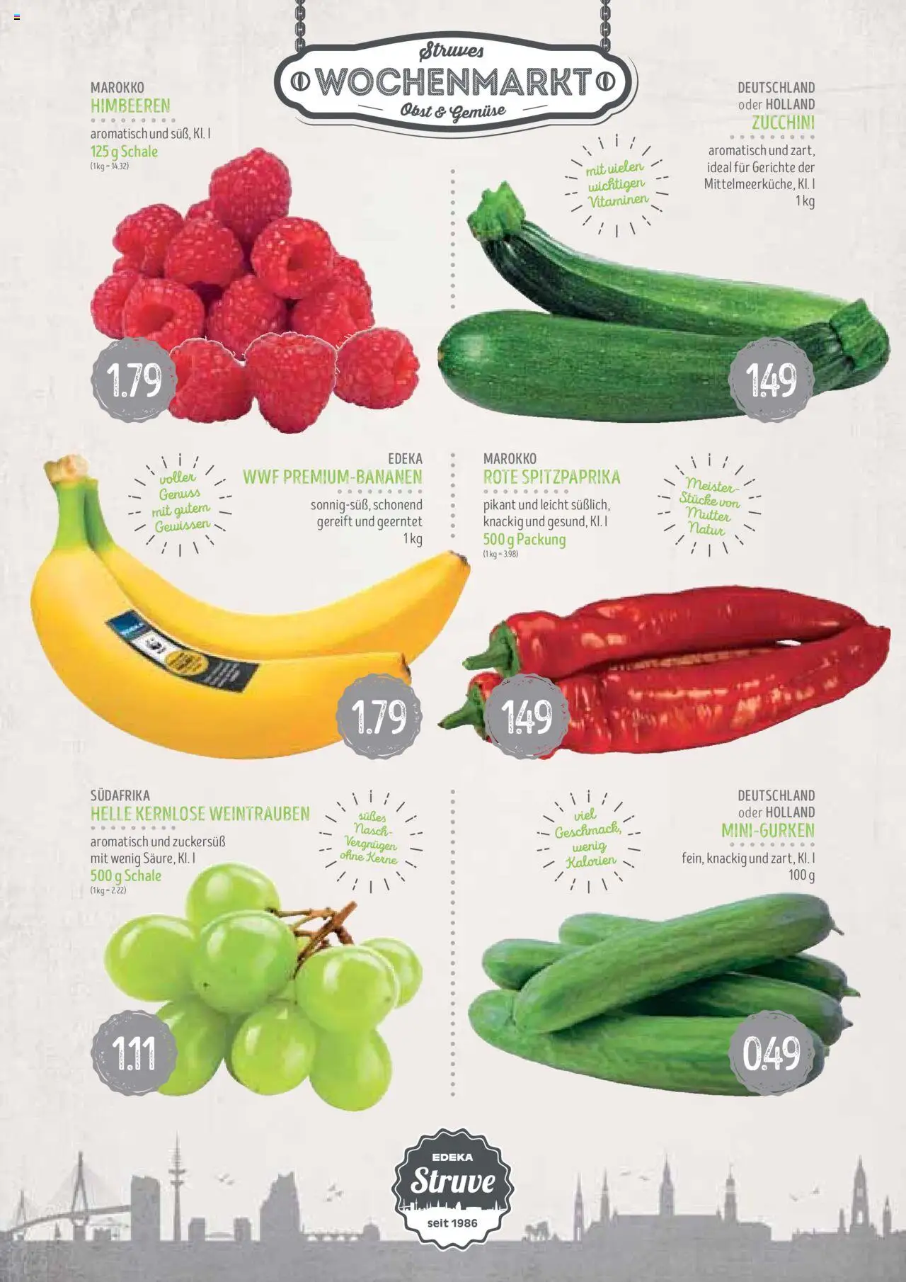Edeka Struve Prospekt 	 - gültig ab dem 12.08.2025 | Seite: 2 | Produkte: Gemüse, Obst, Weintrauben, Zucchini