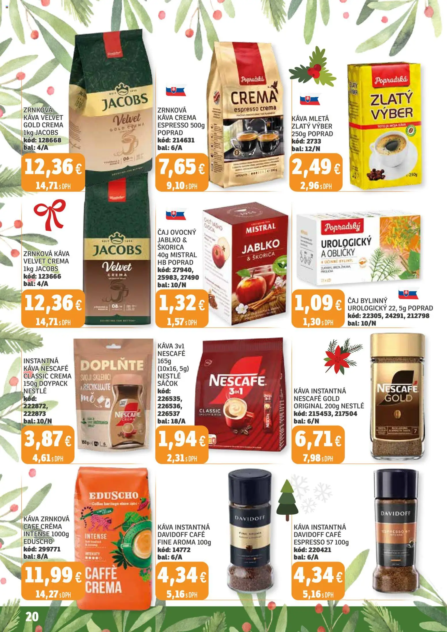 Nové Labaš akcie – leták je platný od 12.12.2025 | Strana: 20 | Produkty: Jacobs Velvet, Davidoff, Káva, Nescafé Gold