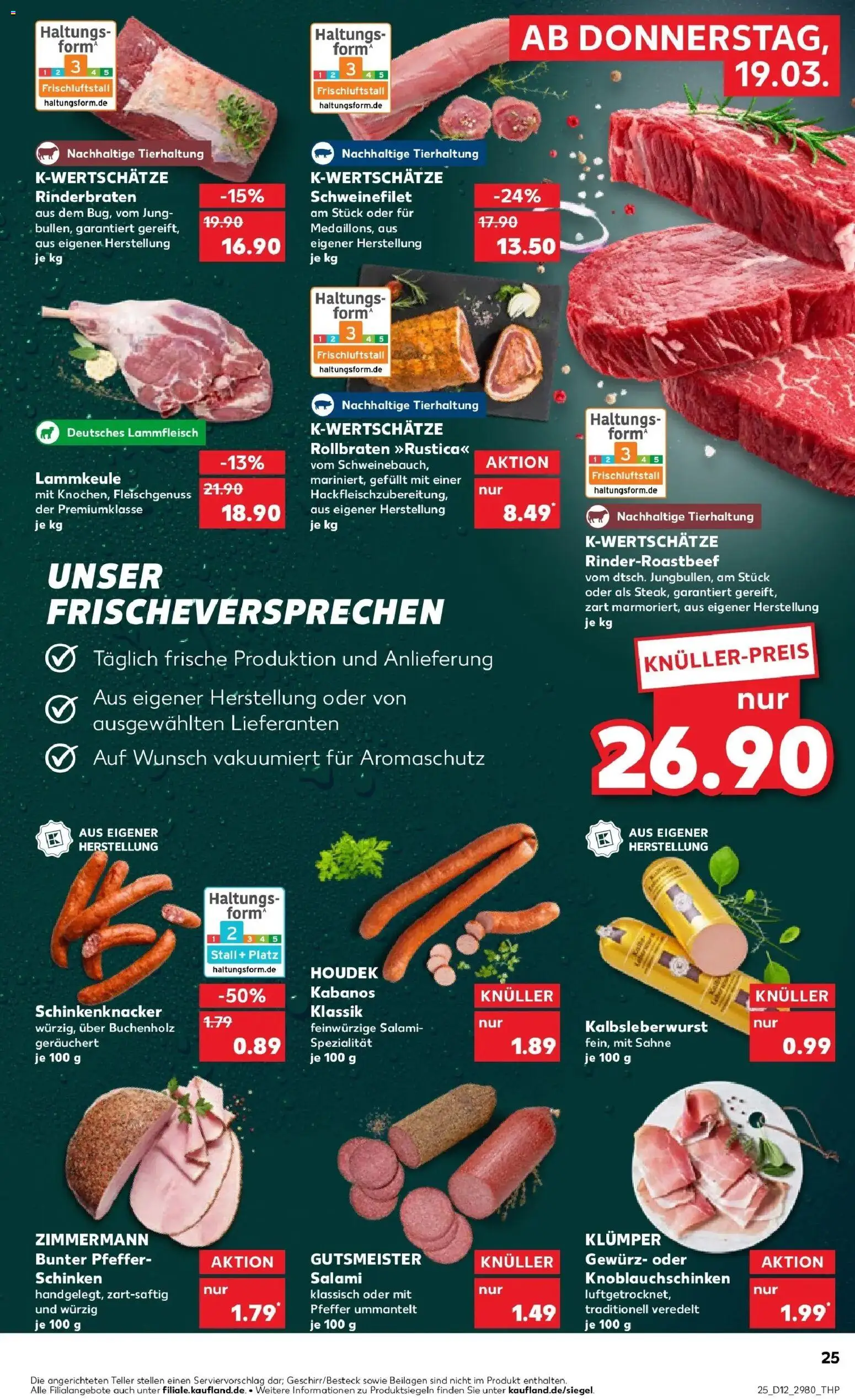 Kaufland Prospekt Staßfurt	 – gültig ab 19.03.2026 | Seite: 25 | Produkte: Lammkeule, Pfeffer, Salami, Sahne