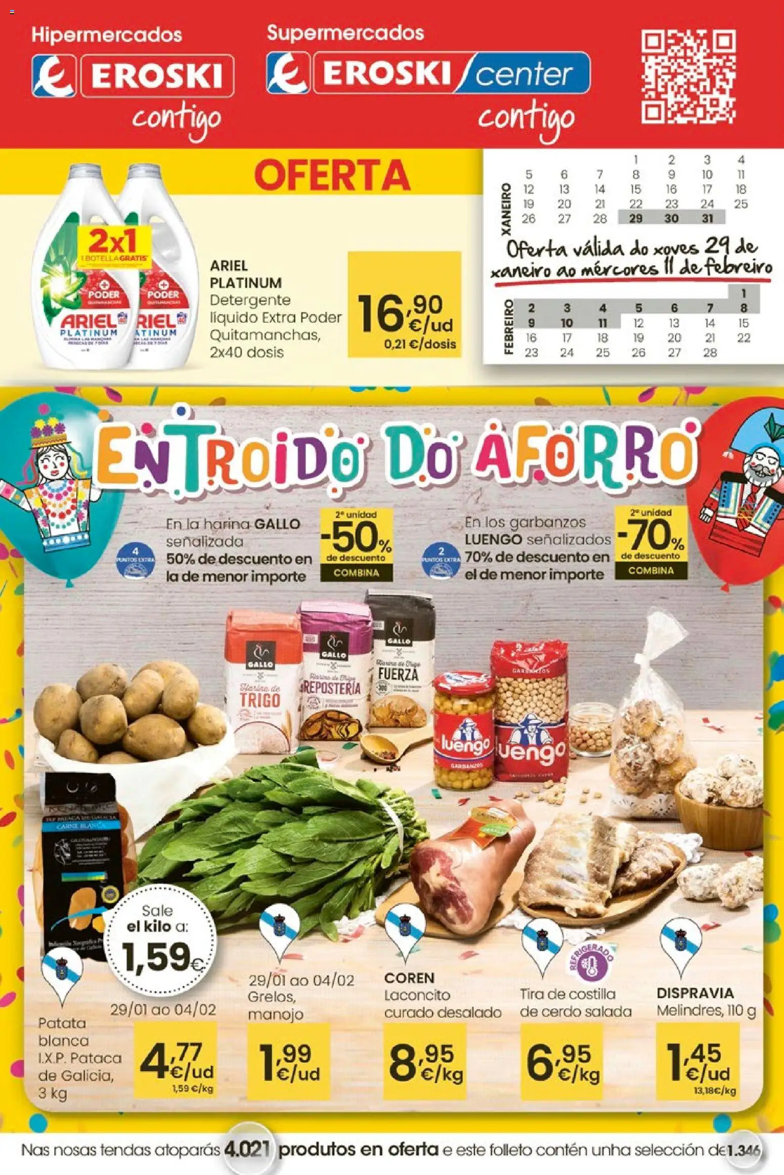 Eroski - Entroido do aforro │ válido desde el 29.01.2026 | Página: 1 | Productos: Detergente, Cerdo