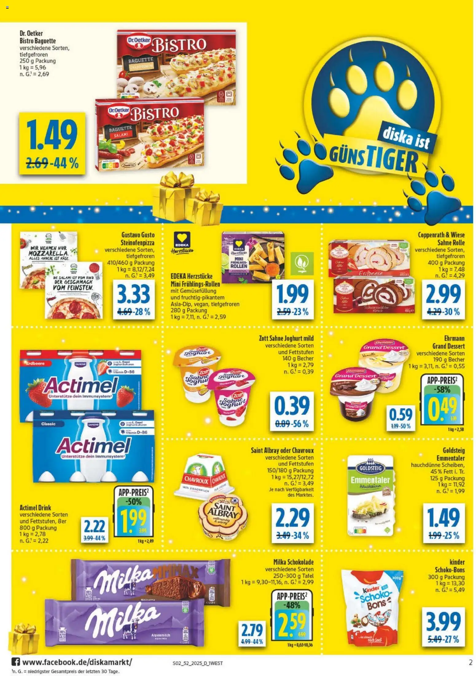 Diska - Diska Angebote Bayern KW52 – gültig ab 22.12.2025 | Seite: 2 | Produkte: Actimel, Joghurt, Baguette, Milka