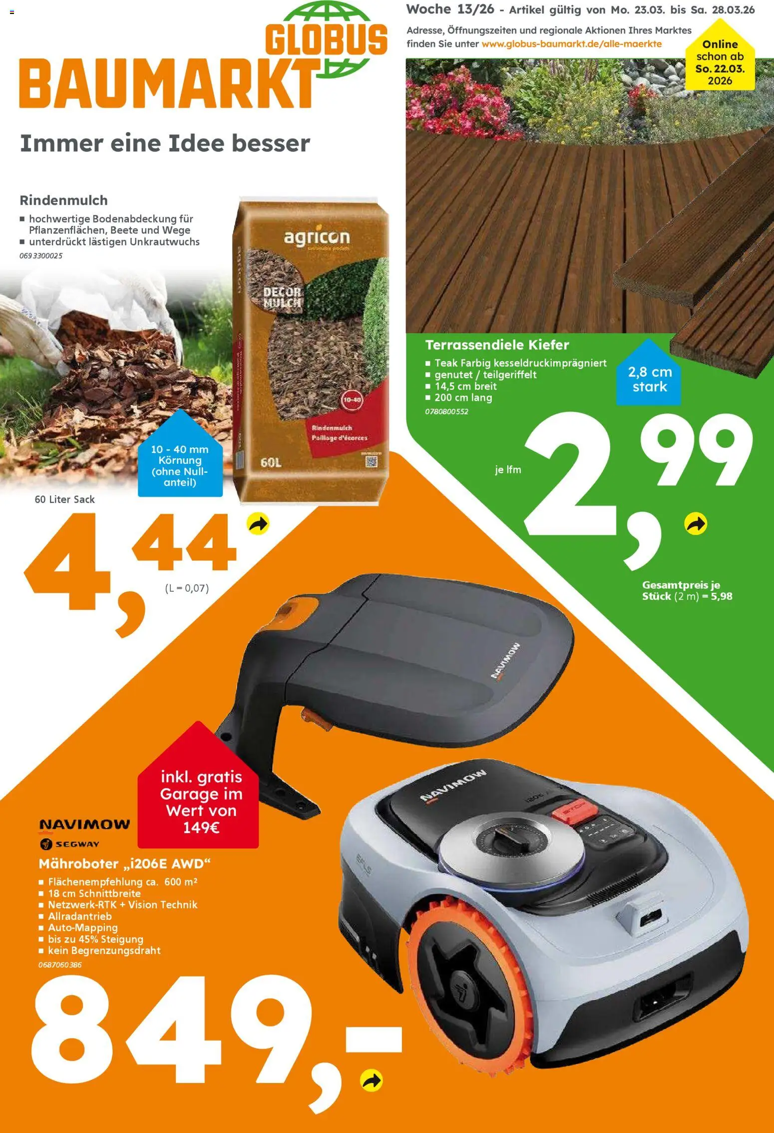 Globus Baumarkt Prospekt Weinstadt-Endersbach – gültig ab 22.03.2026 | Seite: 1