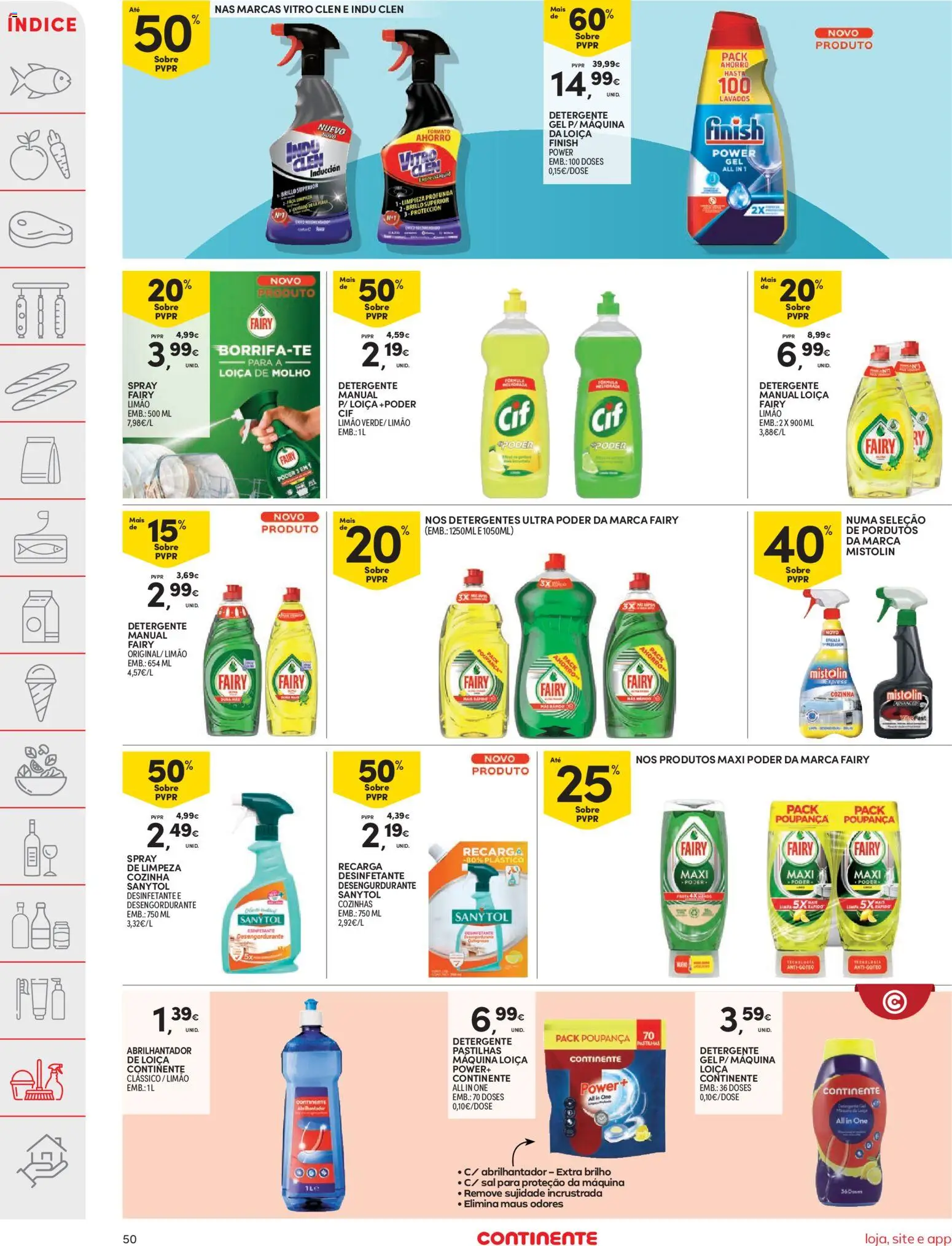 Continente folheto │ válido de 03.03.2026 | Página: 50 | Produtos: Abrilhantador, Detergente, Sal