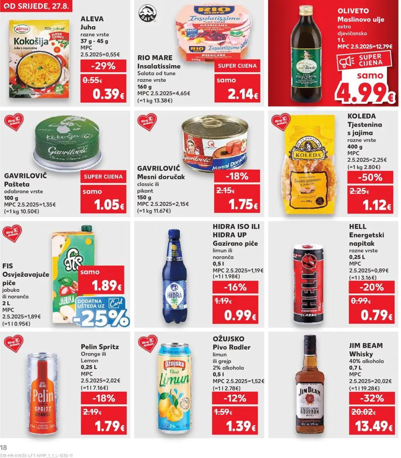 Kaufland katalog | vrijedi od 27.08.2025 | Stranica: 18 | Proizvodi: Maslinovo ulje, Salata, Pasta, Tuna