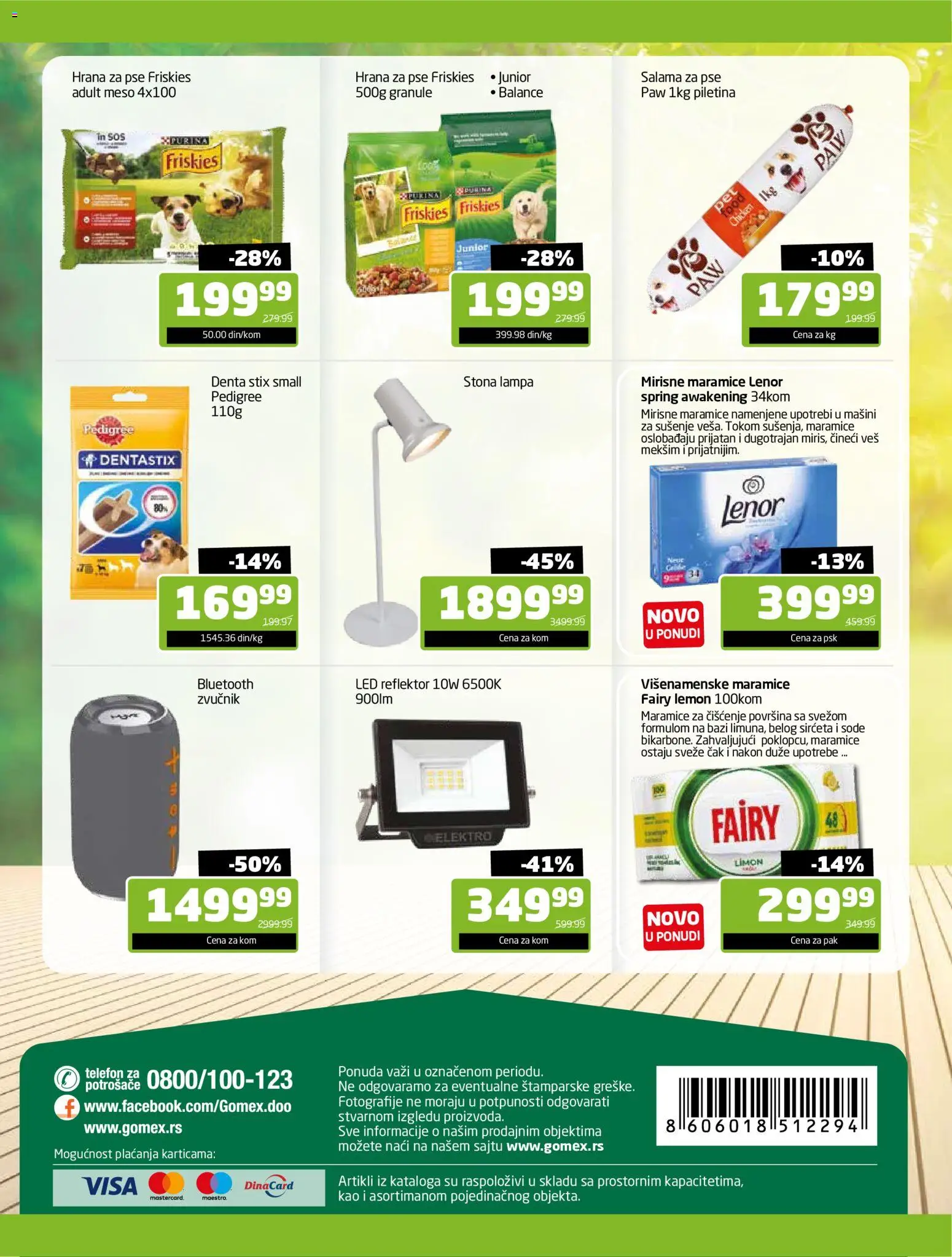 Gomex katalog - važi od 02.03.2026 | Strana: 8 | Proizvode: Telefon, Lampa, Zvučnik, Piletina