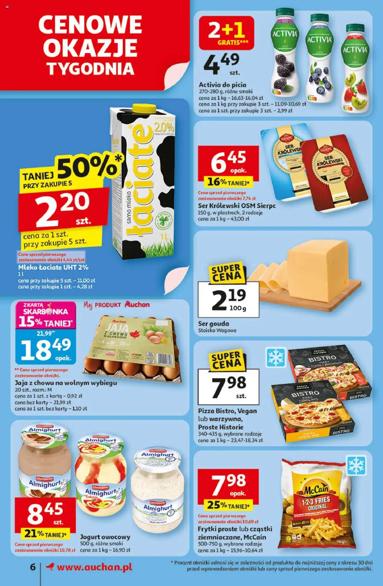 Auchan Gazetka od 18.09.2025 | Strona: 6 | Produkty: Ser, Jogurt, Frytki, Jaja