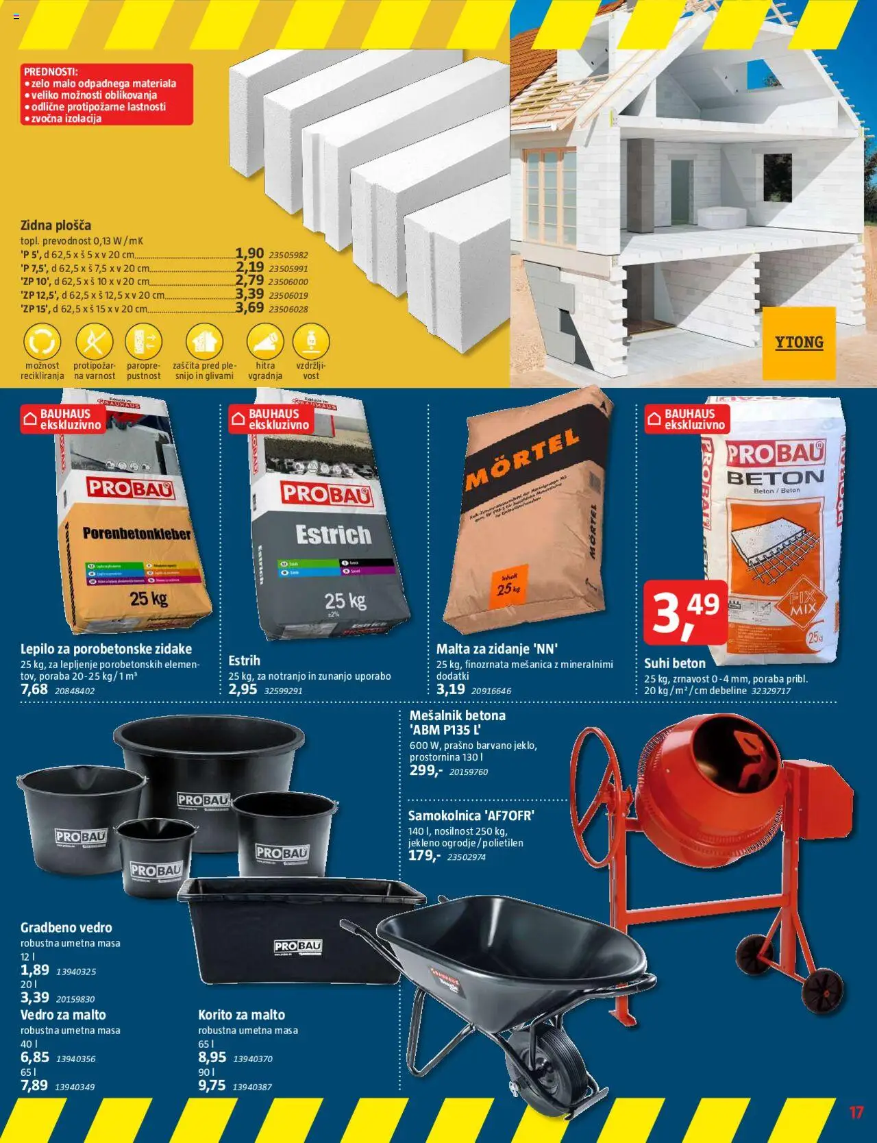 Bauhaus katalog │ velja od 31.07.2025 | Stran: 17 | Izdelki: Mesalnik, Lepilo, Beton, Samokolnica