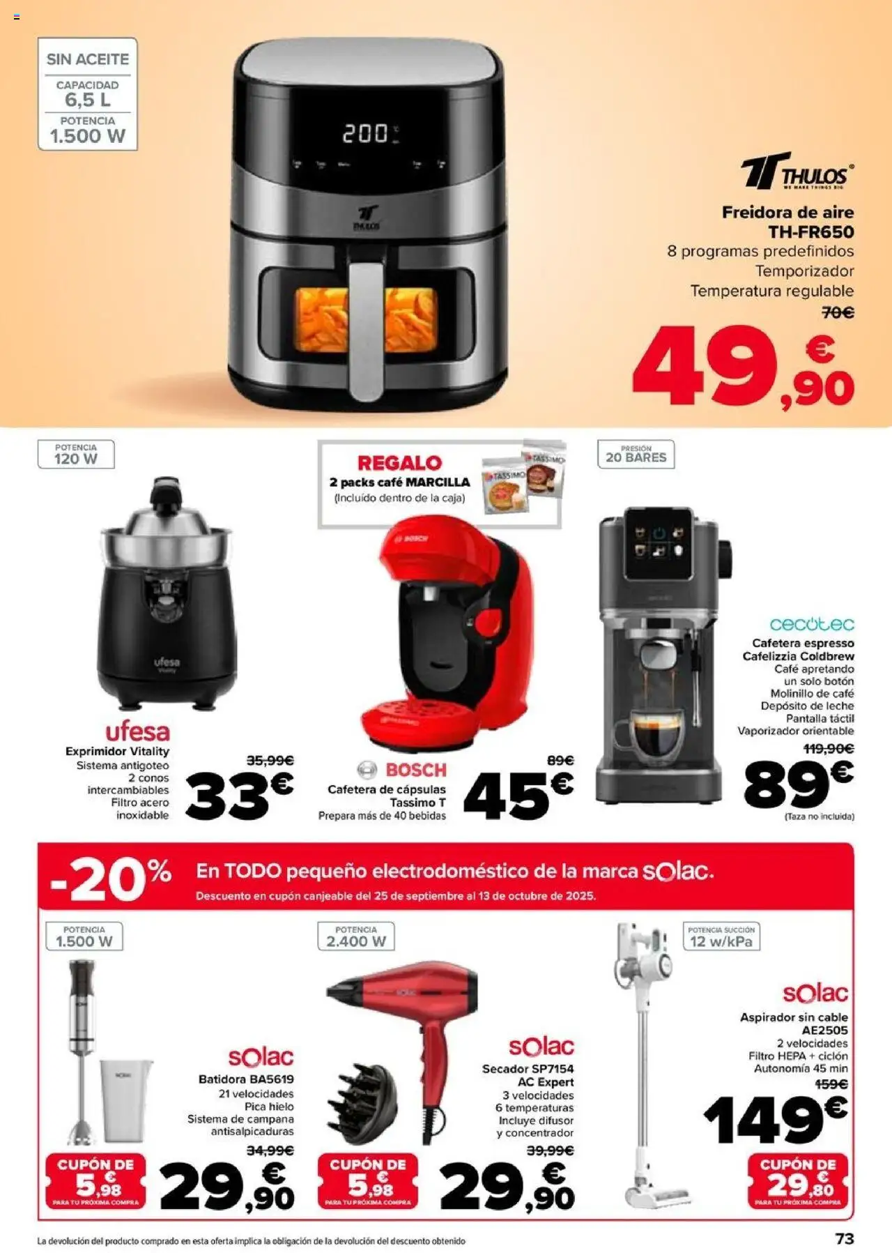 Carrefour folleto │ válido desde el 11.09.2025 | Página: 73 | Productos: Café, Exprimidor, Freidora, Caja