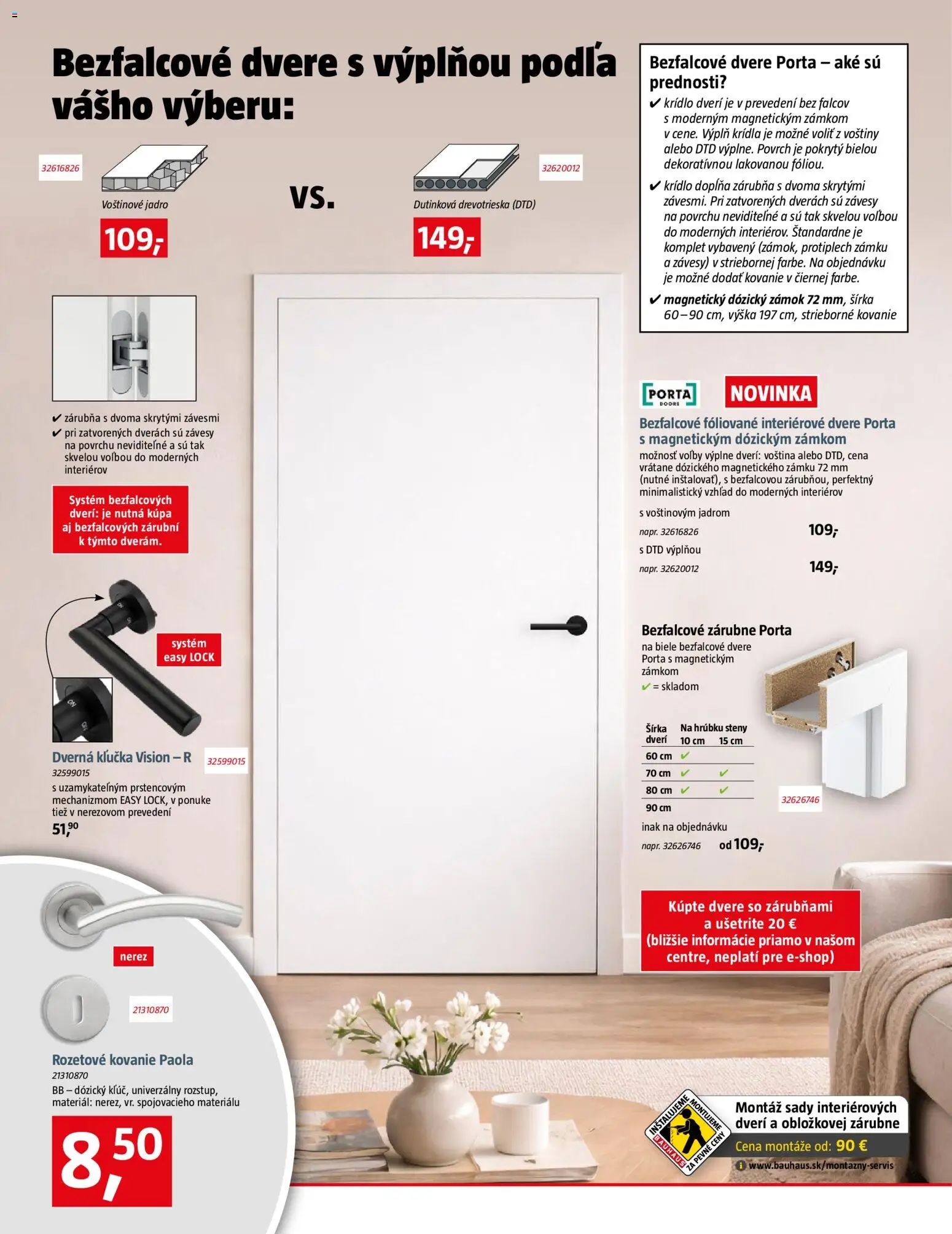 Nové Bauhaus akcie – leták je platný od 09.02.2026 | Strana: 16 | Produkty: Závesy, Bezfalcové dvere, Kovanie, Dvere