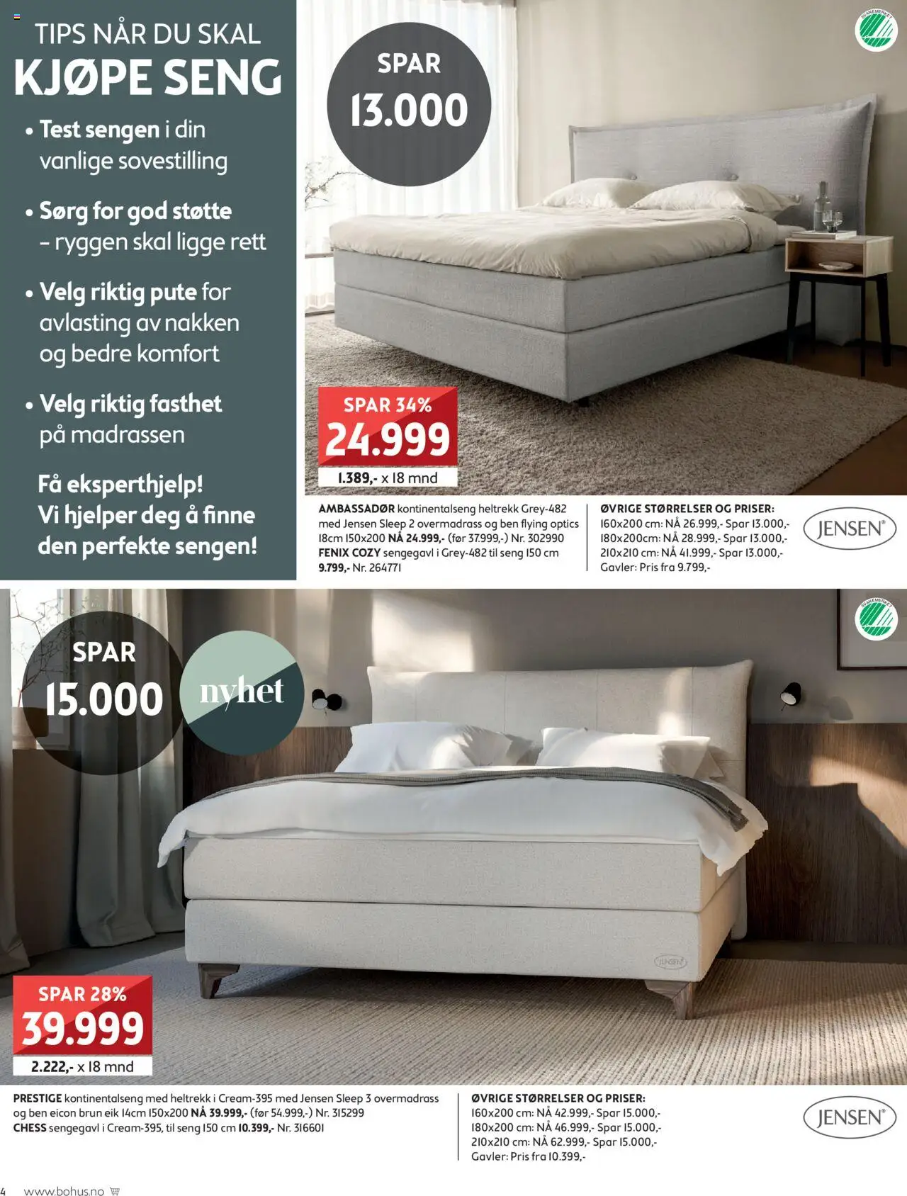 {H1} | Side: 4 | Produkter: Overmadrass, Seng, Pute, Sengegavl