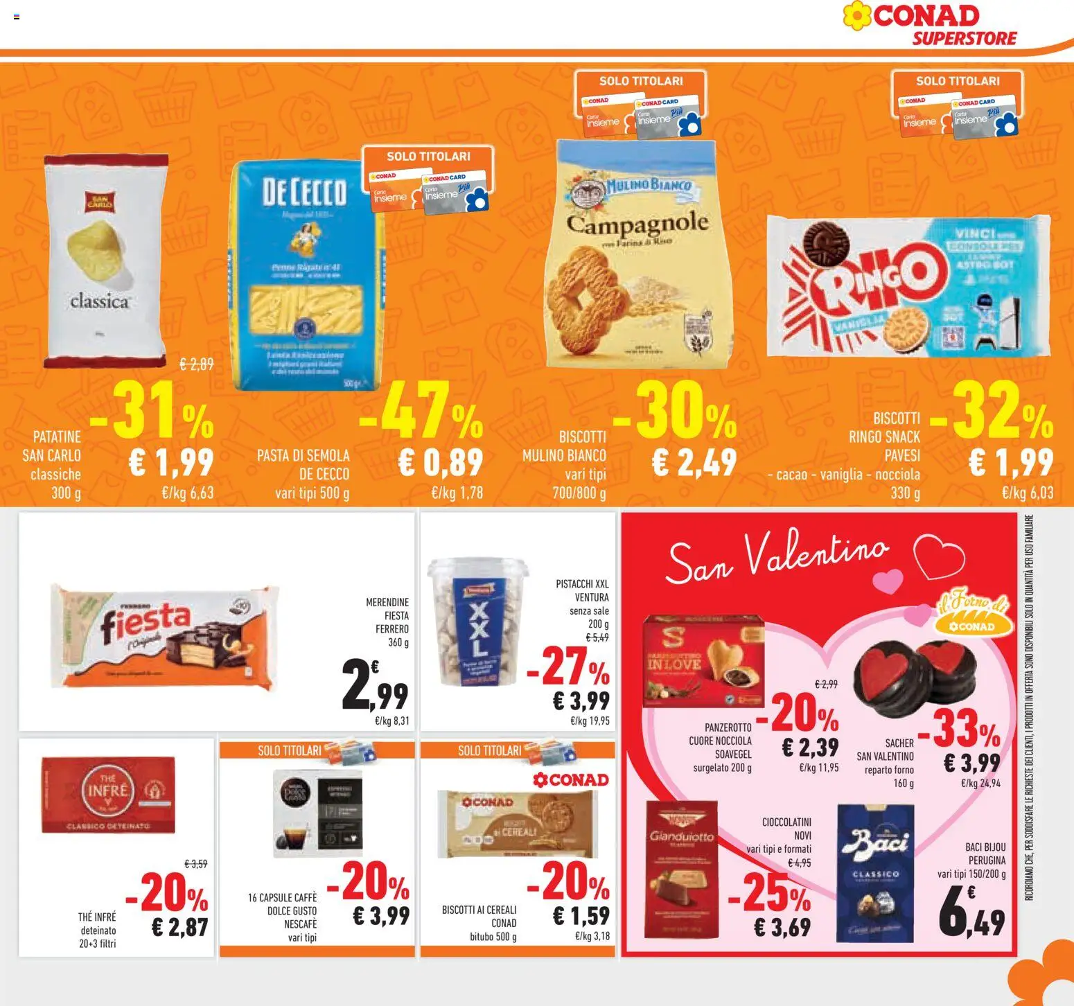Volantino Conad del 29.01.2026 | Pagina: 27 | Prodotti: Cereali, Patatine, Biscotti, Cacao