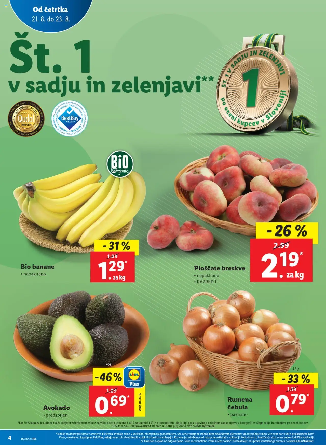 Lidl katalog │ velja od 21.08.2025 | Stran: 4 | Izdelki: Banane, Avokado, Cebula, Sadje