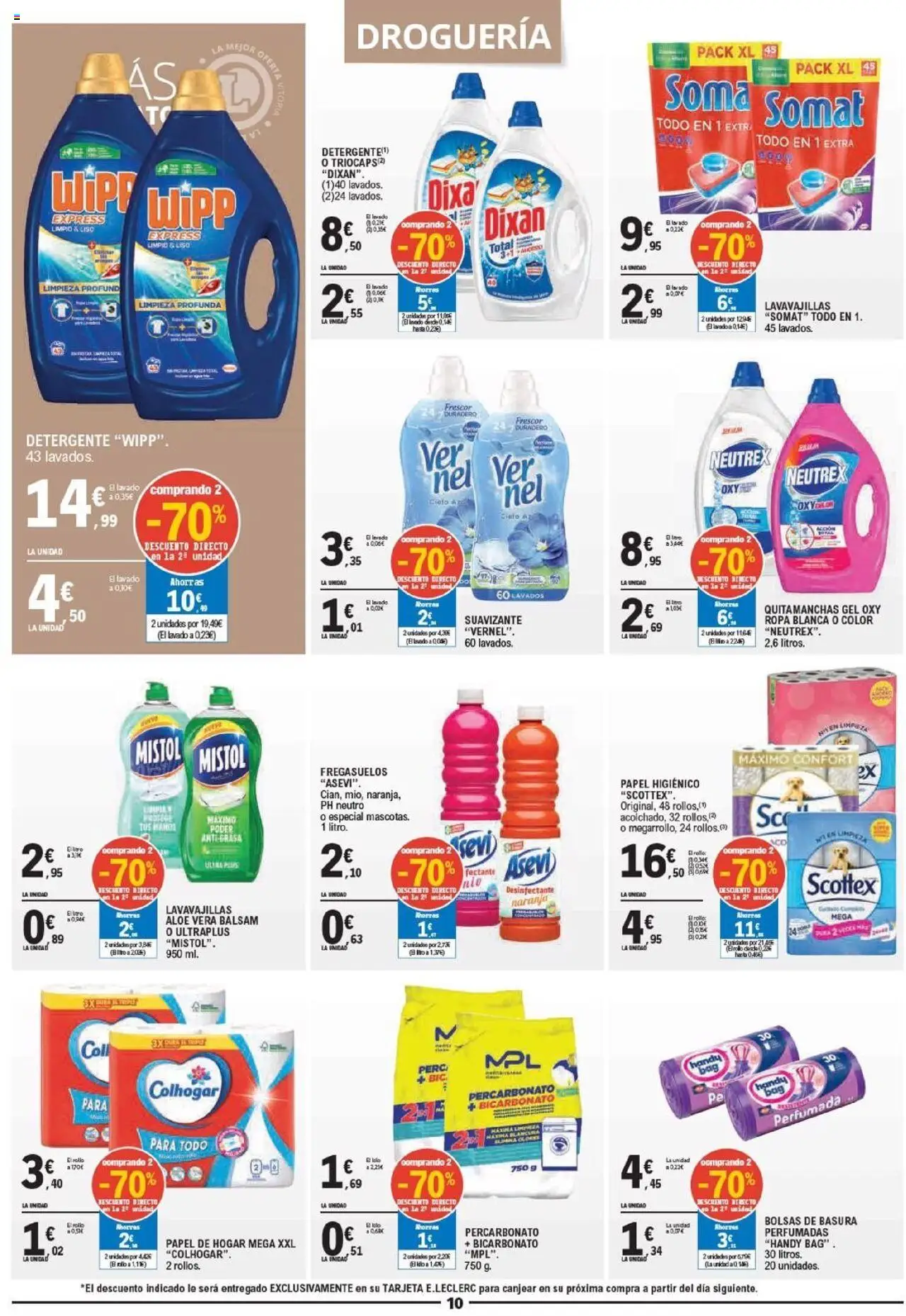 E.Leclerc folleto │ válido desde el 20.08.2025 | Página: 10 | Productos: Quitamanchas, Detergente, Papel higienico, Lavavajillas