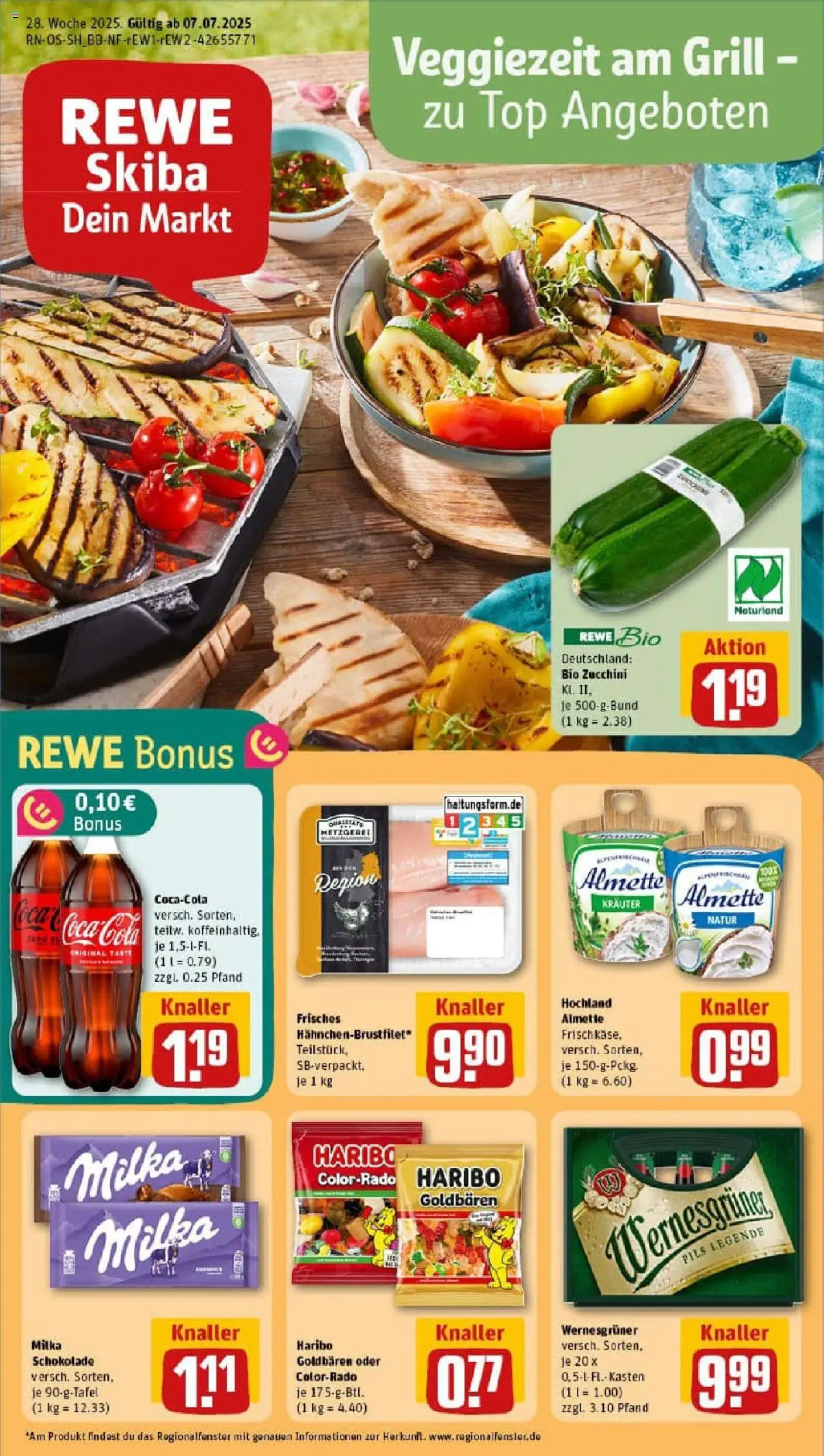 Rewe prospekt Ebersbach-Neugersdorf	 - gültig ab dem 06.07.2025 | Seite: 1 | Produkte: Coca cola, Haribo, Cola, Zucchini